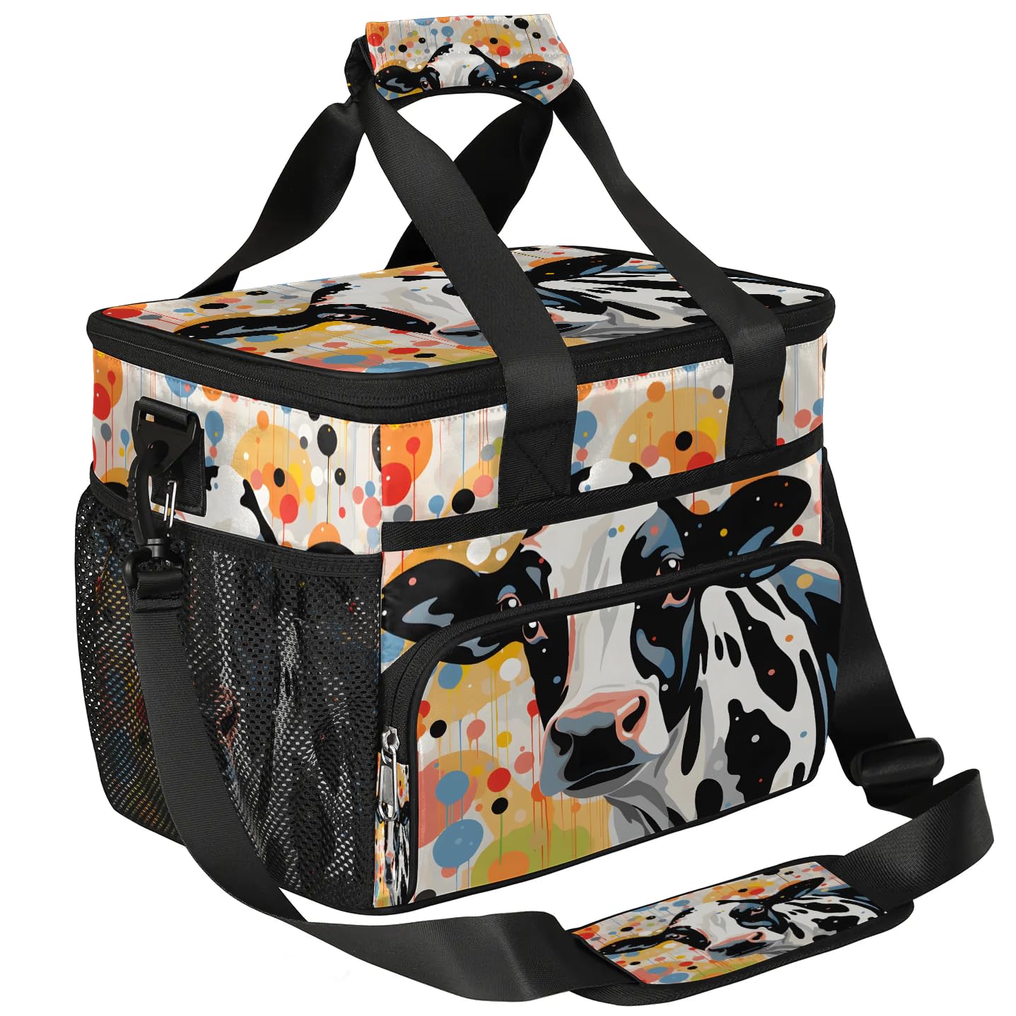 Lunch Box for Men Heavy Duty Insulated Lunch Bag for Women Oil Painting Cow Lunchbox for Adults Lunch
