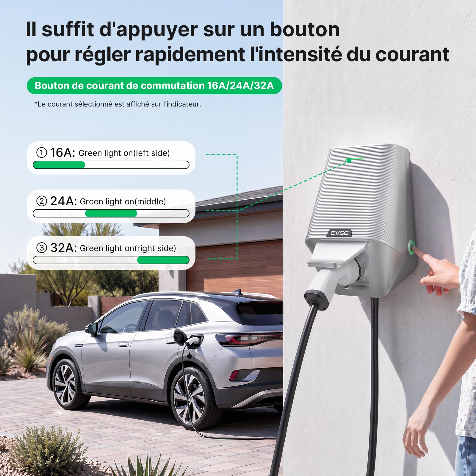 7.2KW Borne de Recharge Vehicule Electrique Chargeur Voiture Electrique