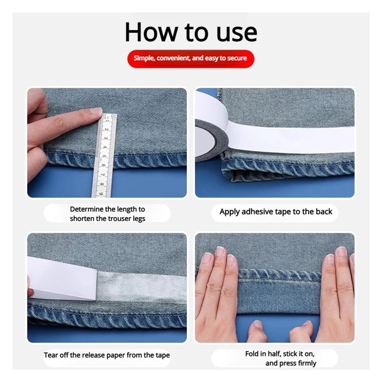 Nastro per orli dei pantaloni Nastro biadesivo in tessuto invisibile, senza cuciture, ferro, pantaloni, nastro adesivo, adesivi fai da te, accorcia gli strumenti cucito(Width 5cm)