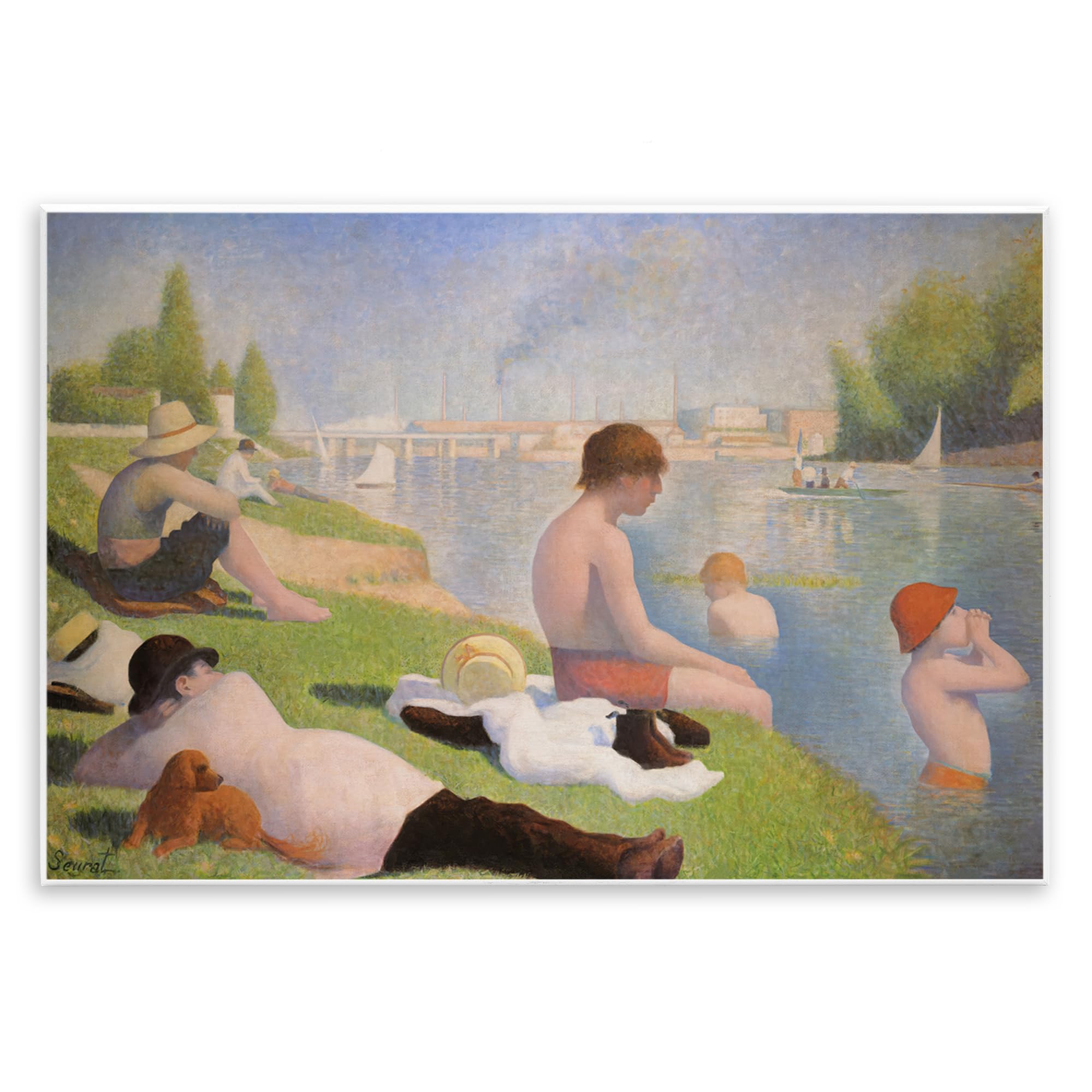 Afternoon Bathers Seurat, 10 x 15 Inch Mounted Print on Wall Plaque