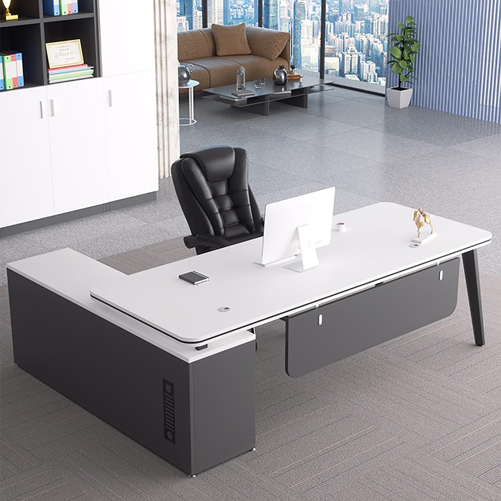 Amazon | 社長デスク L字デスク 120/140/160/180/200CM 役員デスク 机