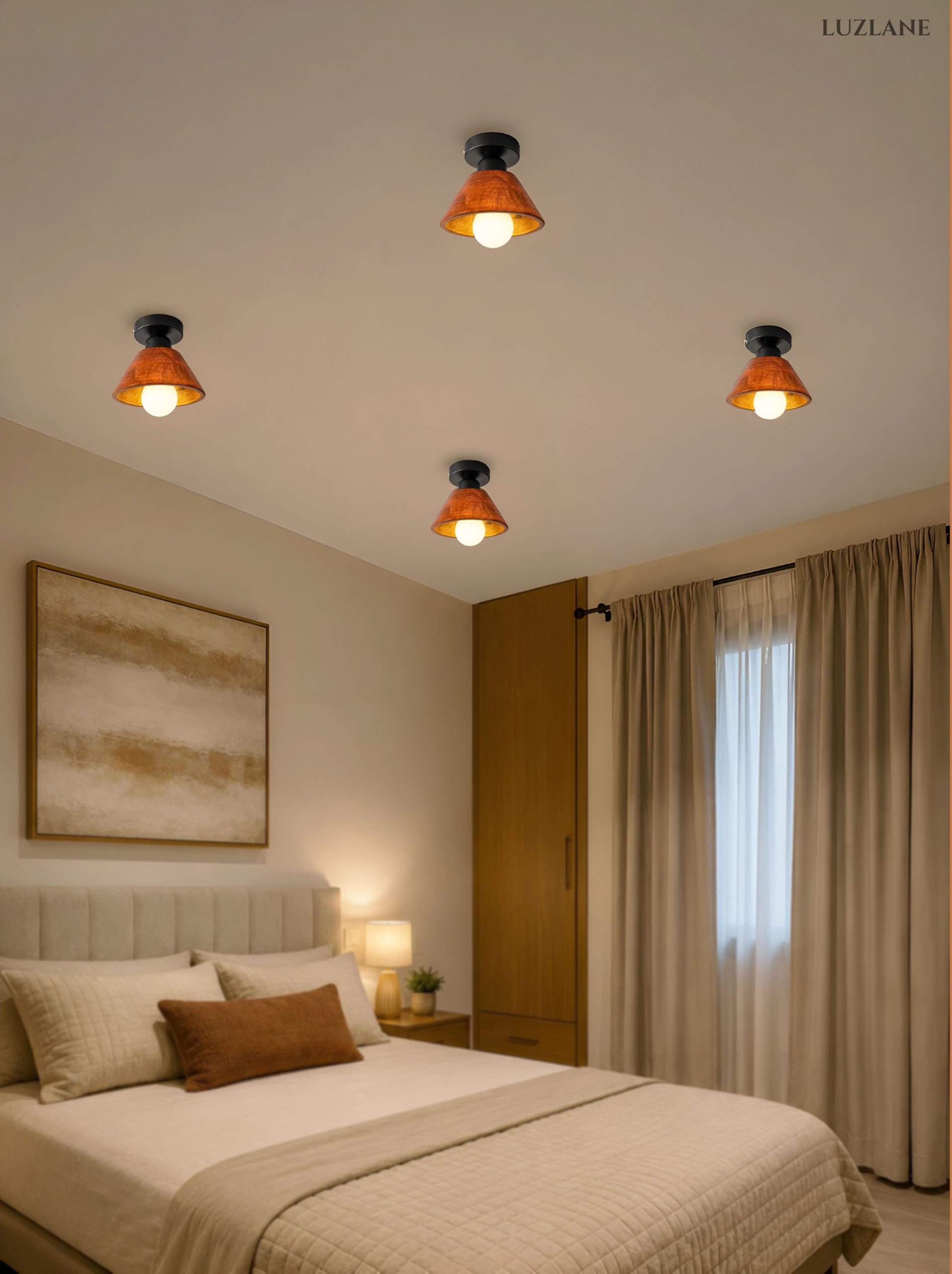 Walnut Wood Ceiling Light - Modern & Rustic -4 Walnut Wood Ceiling Light - Modern & Rustic -4