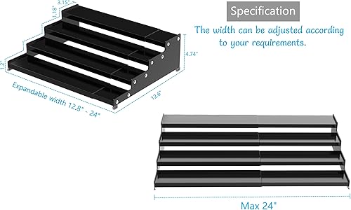 Miniatura 6 de Organizador de especias expandible de 4 niveles para gabinete de cocina, diseño moderno y estante de almacenamiento antideslizante que ahorra