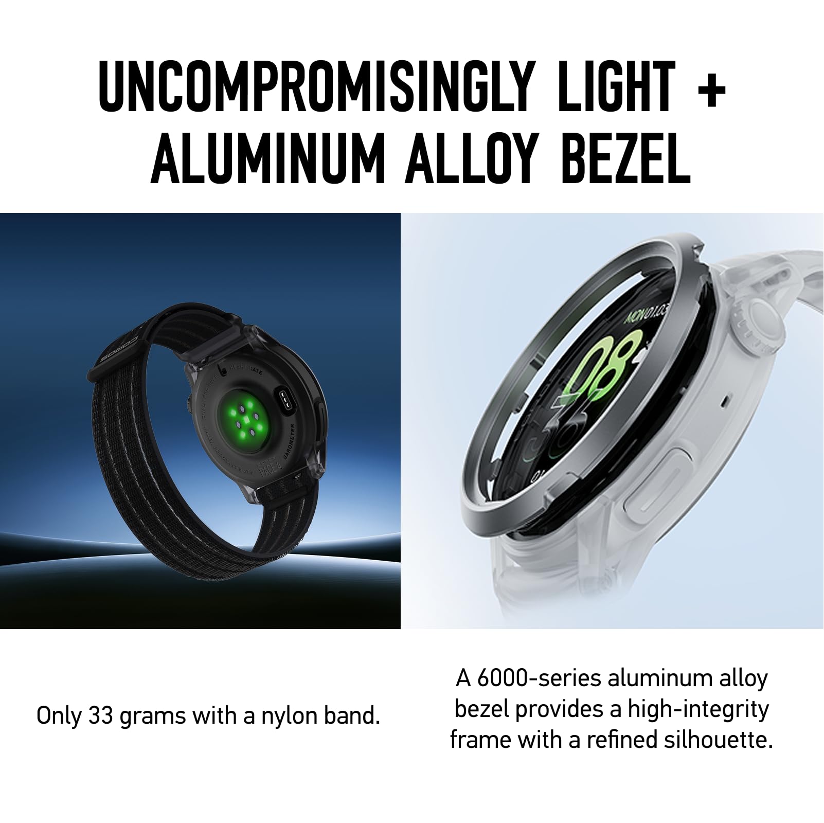 COROS PACE 4 Ultralekki sportowy zegarek GPS, ekran dotykowy AMOLED 1,2", 19 dni codziennego użytkowania, sterowanie głosem, zaawansowane narzędzia treningowe, GPS, nawigacja (biała chmura)