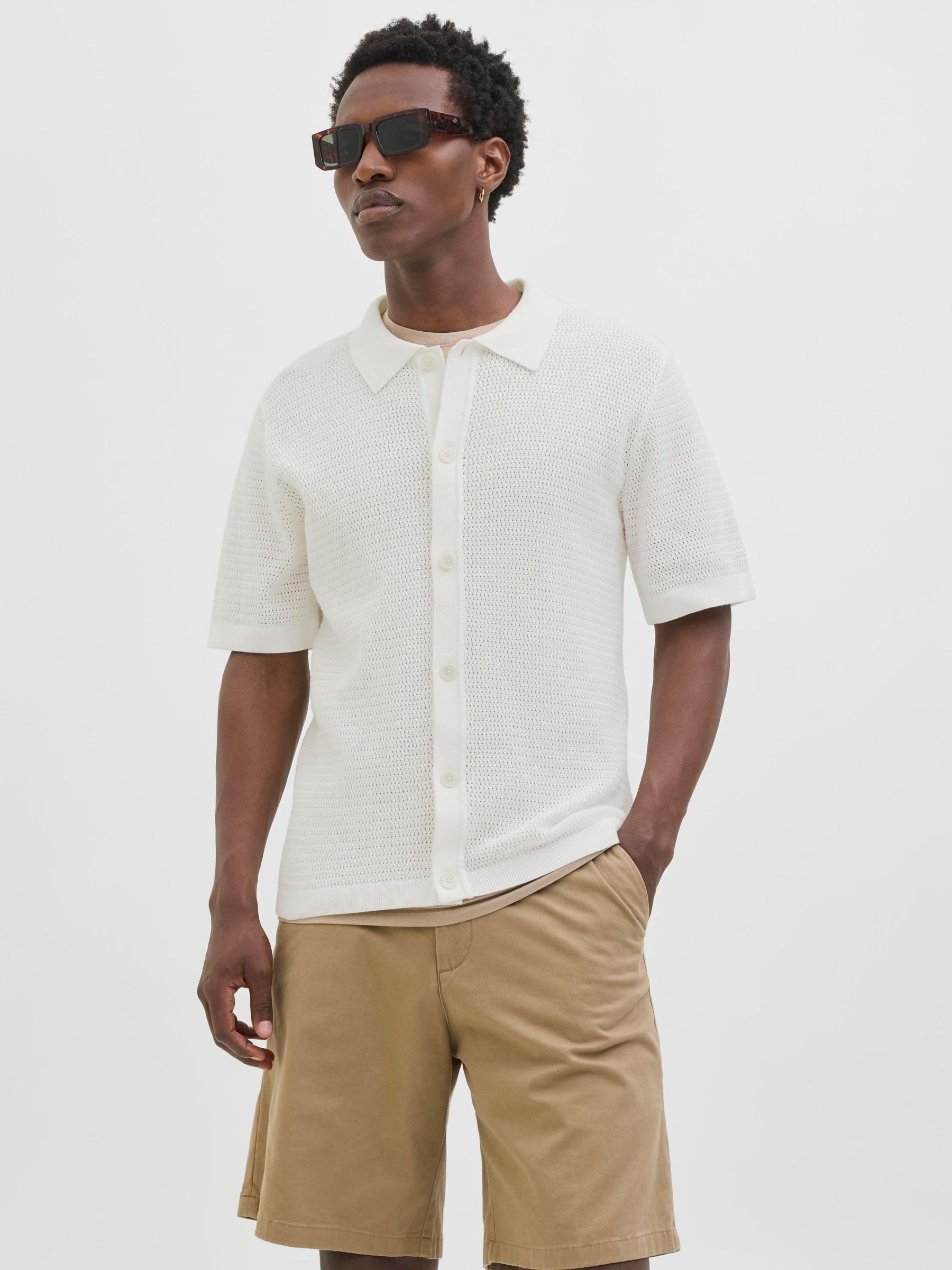 JACK & JONES Jprblajones Knit Polo Ss męska koszulka polo, Cloud Dancer, M