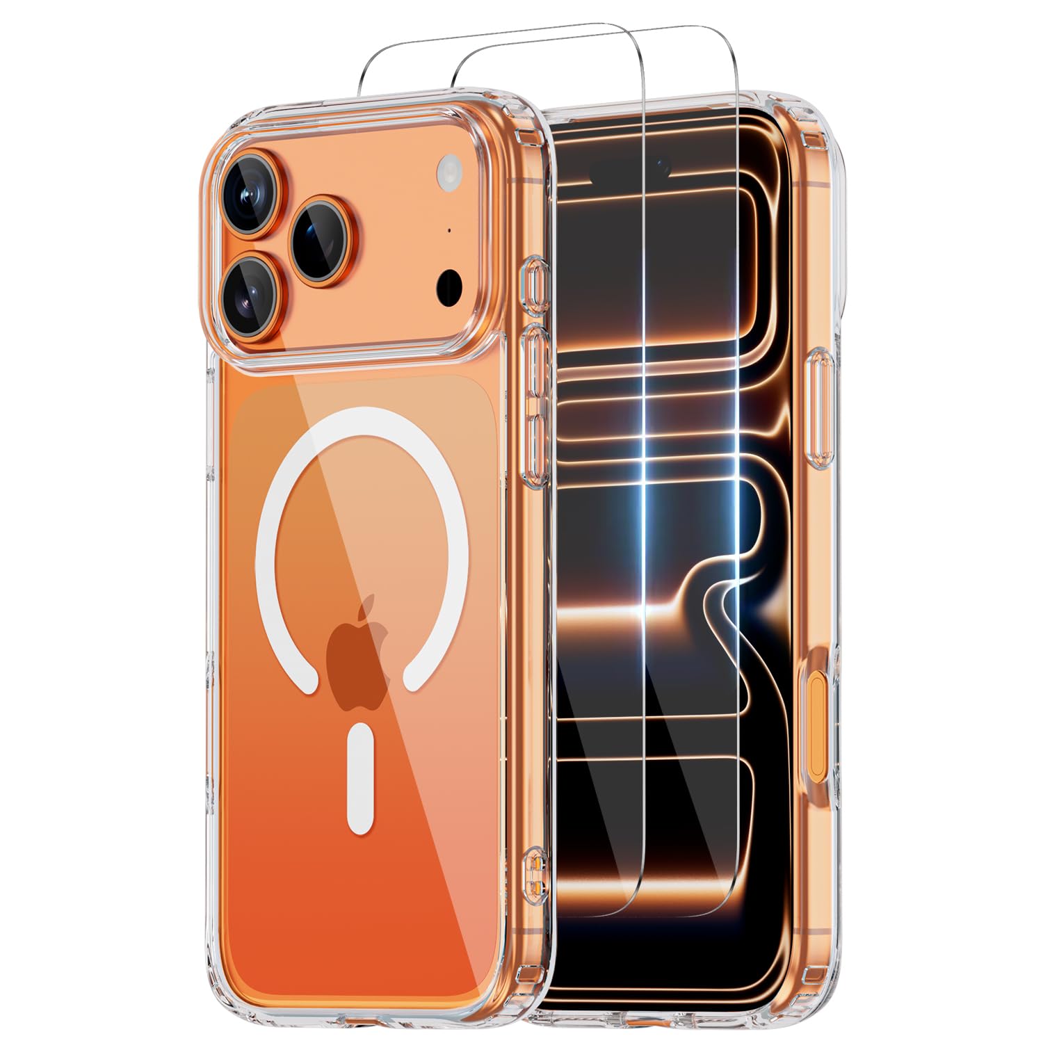 MEIMIOU for iPhone 17 Pro Max Case Clear,Compatible with Magsafe,Slim Magnetic Cover + 2X Screen Protector, Shockproof Military Grade, Anti-Yellowing Transparent Protective Case for 6.9 inch