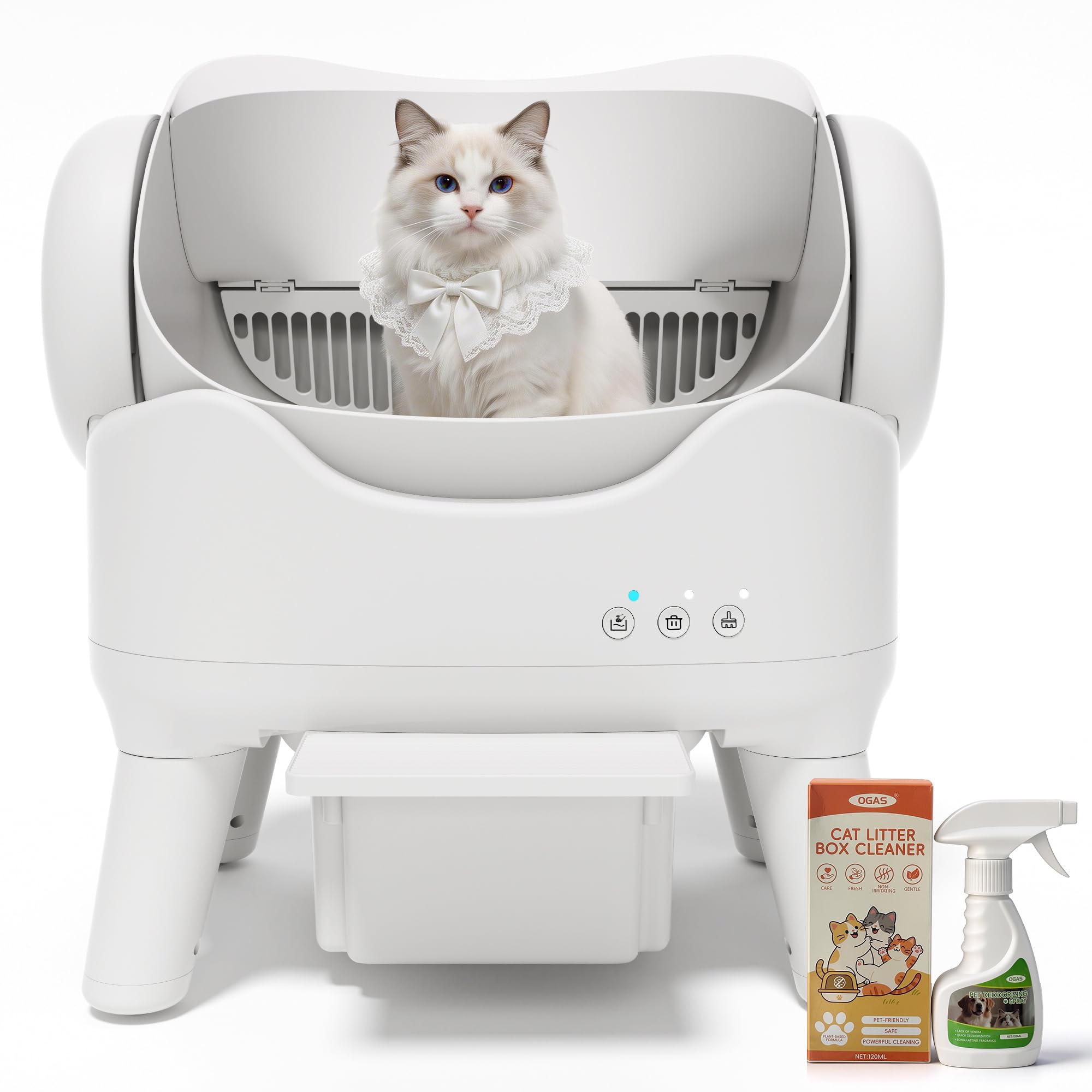 Photo 1 of RPZ Automatic Self-Cleaning Cat Litter Box for Large Cats & Multi-Cat Homes, Smart Electric Auto Cleaning Litter Box with Litter Mat & 2 Cleaning Solutions, Ideal for Busy Homes & Apartments