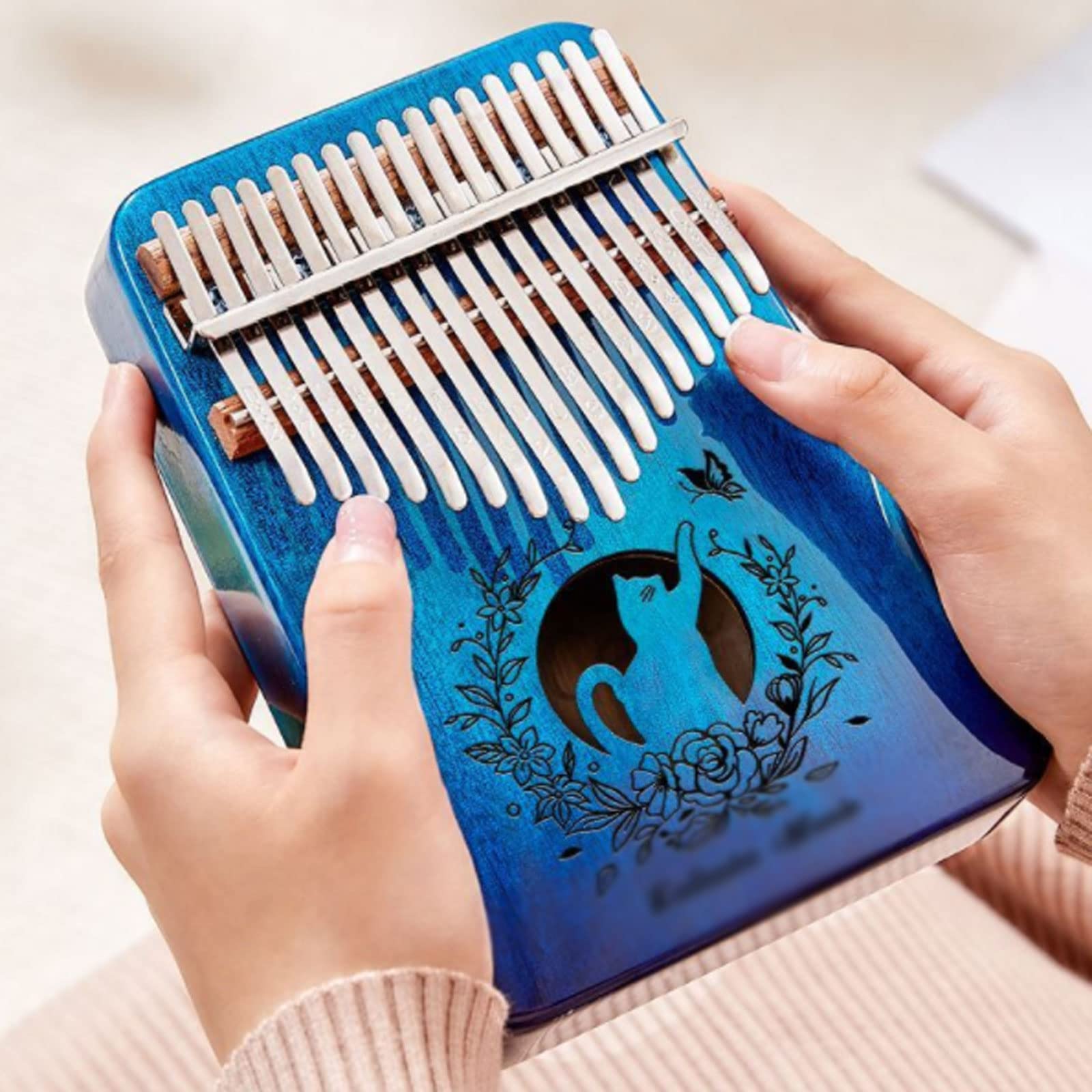Suono Squisito Thumb Piano 17 Tasti in Legno di Mogano, per Strumento Musicale a percussione per Principianti, Pianoforte a Dito Portatile, Regali Musicali Facile da Giocare