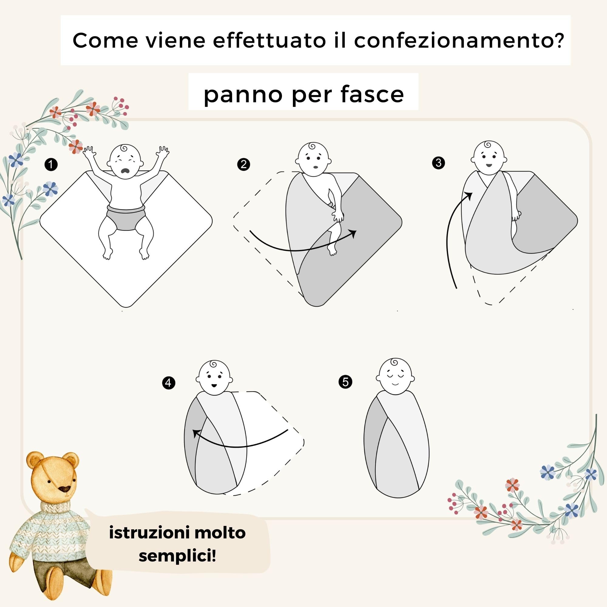 Furora BABY Oeko-TEX, morbida mussola di cotone biologico, 120 x 120 cm, XXL, 100 panni di garza per bambini, assorbenti e lavabili a 60 gradi, pannolini di stoffa, grandi panni per sputare (Ocean)