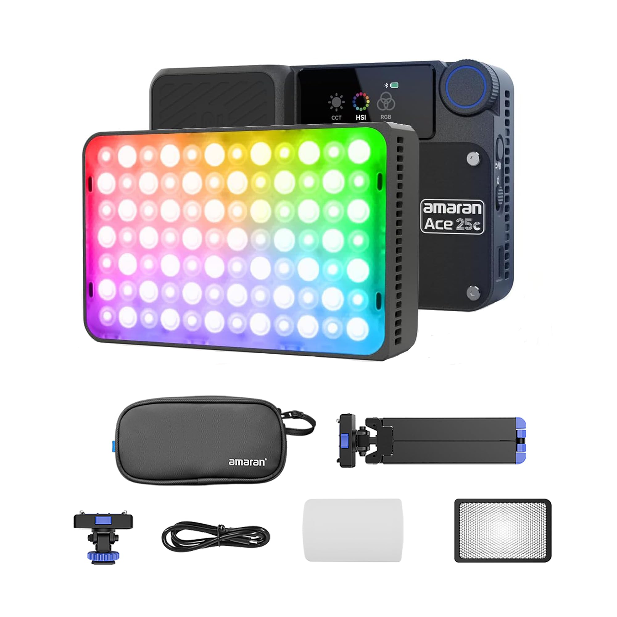 Aputure Amaran Ace 25c - Set di Illuminazione Video RGBWW a LED da 32 W a Colore Completo per Fotocamera, 2300 K-10000 K, Controllo Rapido tramite App (Antracite)