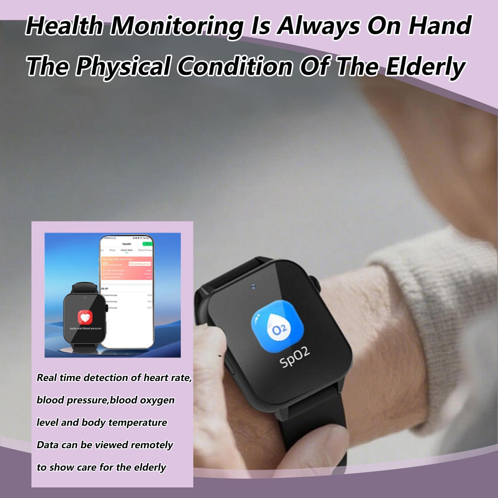 Reloj inteligente de detección de caídas para personas mayores, botón de llamada SOS de emergencia, videollamada, contador de pasos, geo-valla, dispositivo de alarma para ancianos