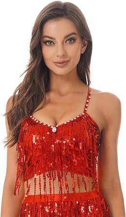 YiZYiF Womens Sequin Bra Top Belly Dance Boho Festival Top Clubbing Tribal Bellydance Sequins Bra