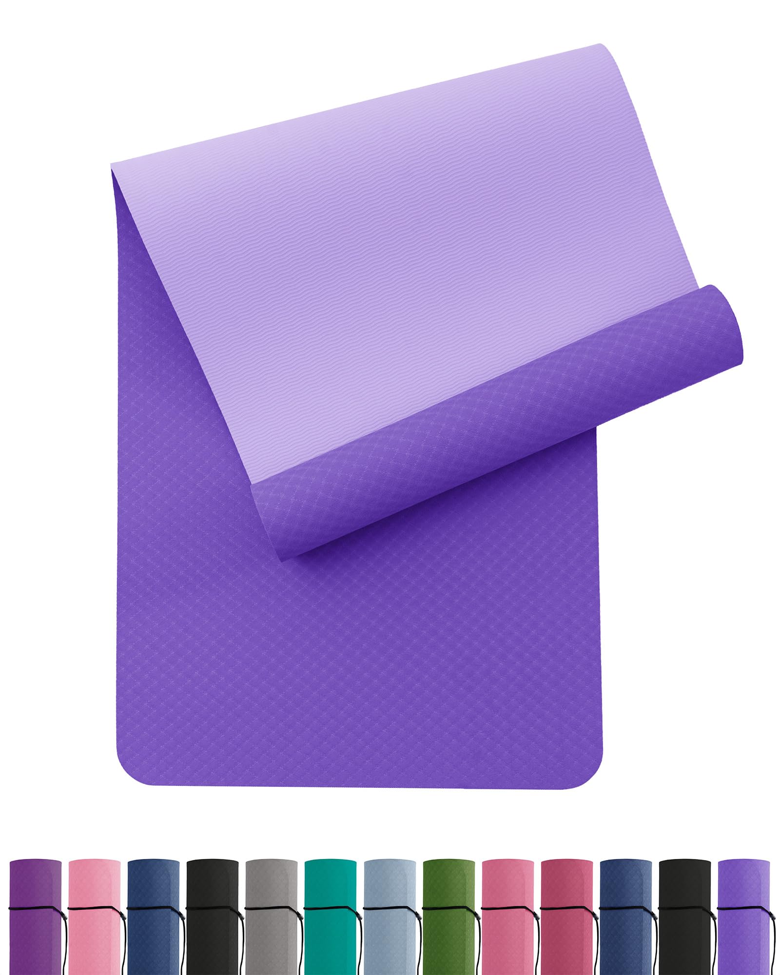 Yoga Mat for Women Men Non Slip Exercise Mat for Home Gym with Carry Strap, TPE Workout Mats for Meditation, Pilates 183x61x0.6cm