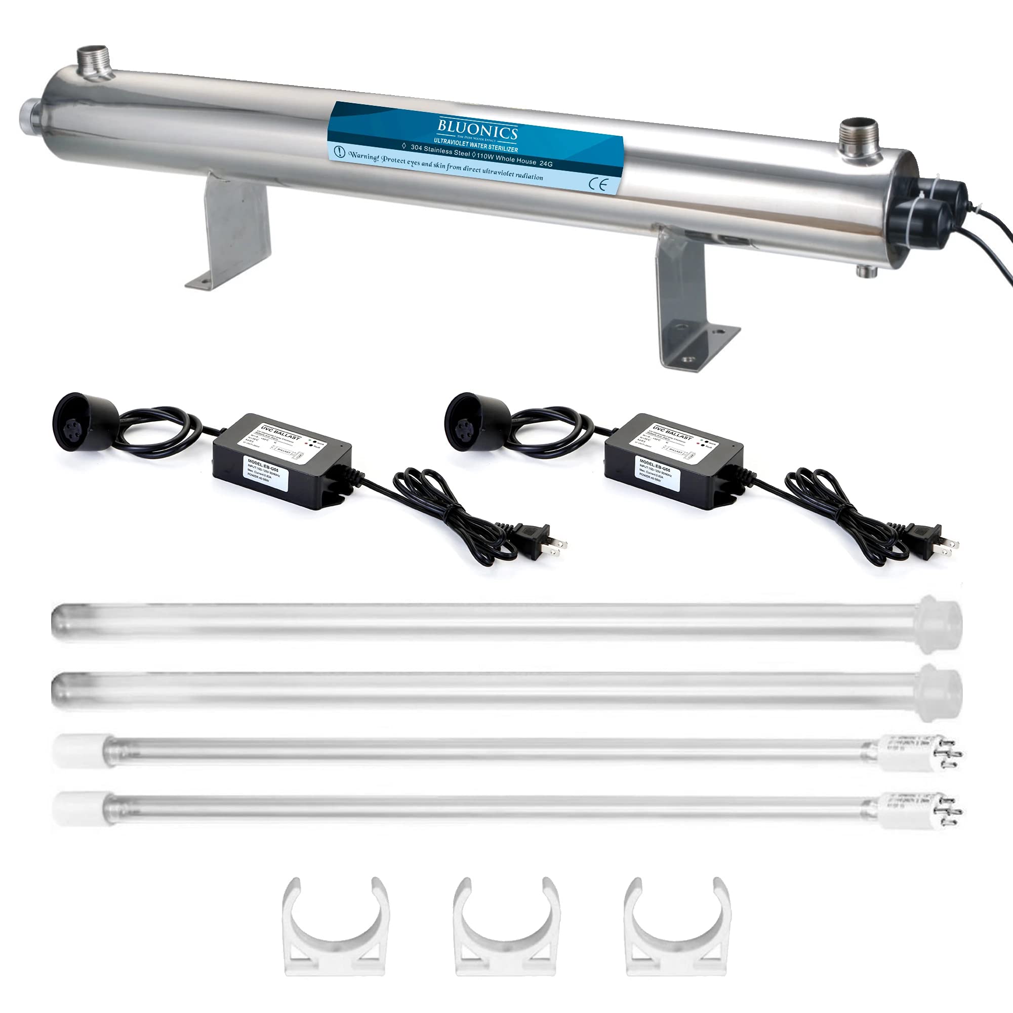 Bluonics 110W UV Ultraviolet Light Plus Sediment and Carbon Well Water Filter Purifier System with NPT 1