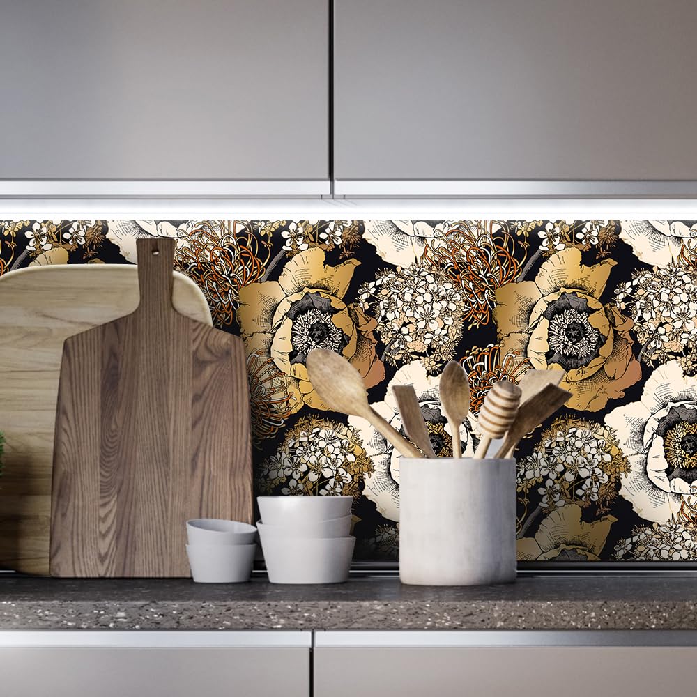 SOEWIOU 300 * 45cm Brown Floral Peel and Stick Wallpaper, Thicken Removable Waterproof Contact Paper for Living Room Bedroom - Image 4