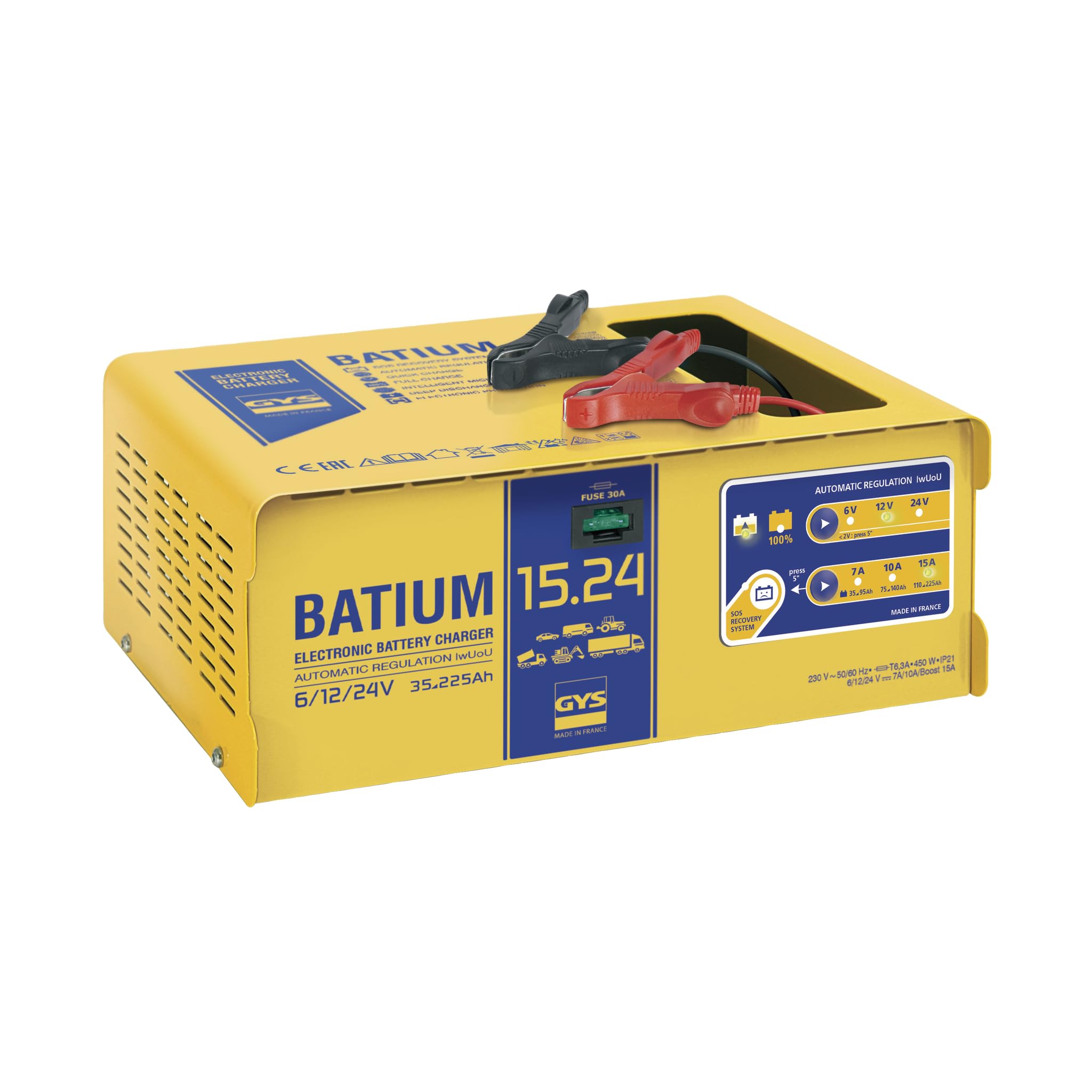GYS Chargeur DE Batterie GYS BATIUM 15/24 Automatique 6/12/24 Volts