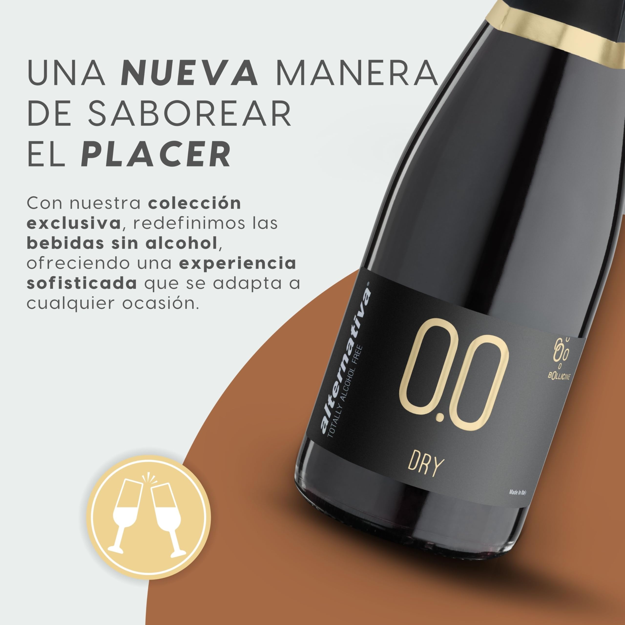 ALTERNATIVA Blanco Seco Espumoso Sin Alcohol 0.0% 6 Botellas de 750ml | Burbujeante Italiano Desalcoholizado Premium - Ideal para Celebraciones