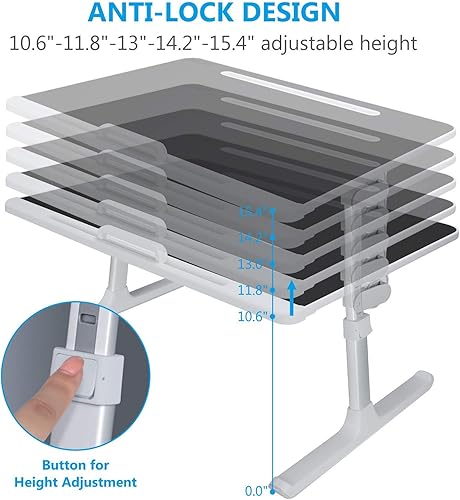 Miniatura 3 de NEARPOW Escritorio para computadora portátil para cama, bandeja ajustable para computadora con piel antideslizante, tapón extraíble, soporte para