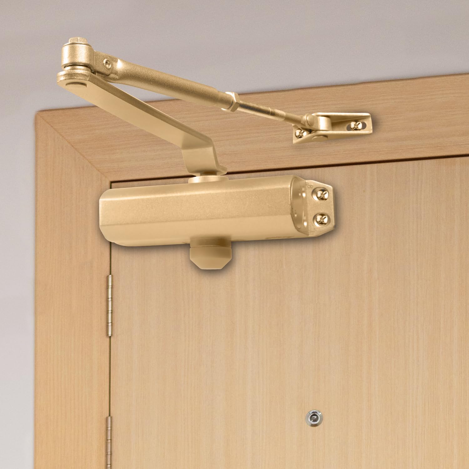 Godrej Door Closer | Cerus Universal Door Closer I Gold Finish | Max Door Weight: 85kg | Max Door Width: 1250mm | 180° Opening Angle | Adjustable Closing Speed-image-16