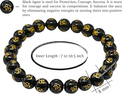 Vista 354 de Amazing Gemstone Crystal Bracelet for Women Men's Gifts - Protection Healing Crystal Bracelet - 8mm Gemstone Beaded Stretchable Bracelet Pulseras
