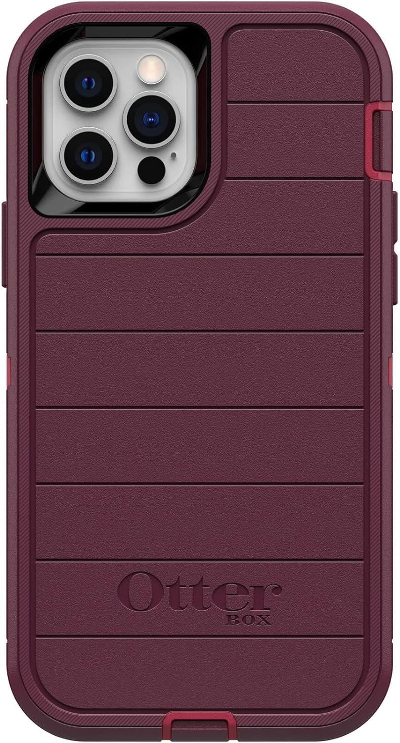 OtterBox Defender Series Case for iPhone 12 & iPhone 12 Pro with Cleaning Cloth - Case Only - Non-Retail Packaging - Berry Potion