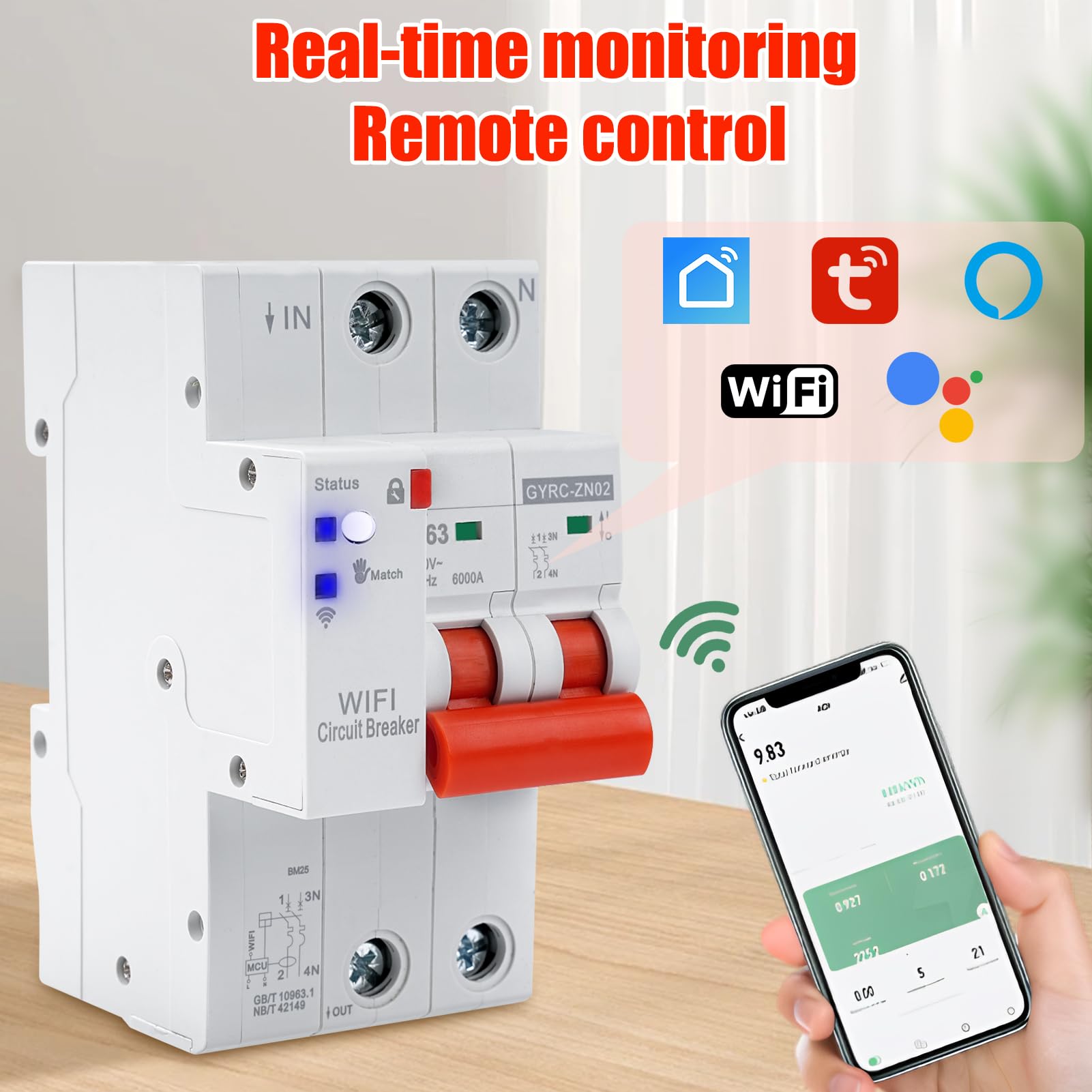 Interruttore magnetotermico differenziale wifi salvavita Interruttore temporizzato contatore elettrico 63A 2P tuya controllo recovery reclosing Protezione da sottotensione sovraccarico.