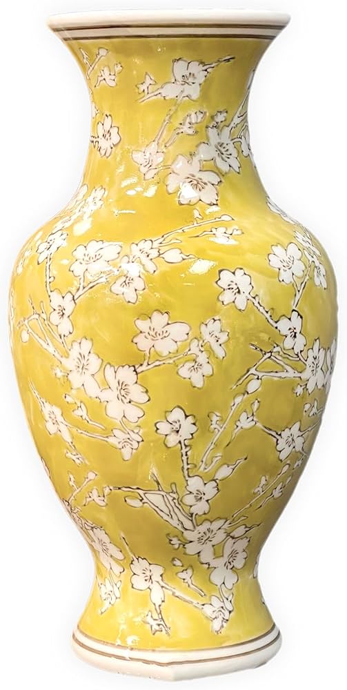【 黄地粉彩墨彩大瓶 】花鳥紋　清光緒年　西太后居房　48.5ｃｍ Amazon.com: Galt International 14” Hand Painted Chinoiserie