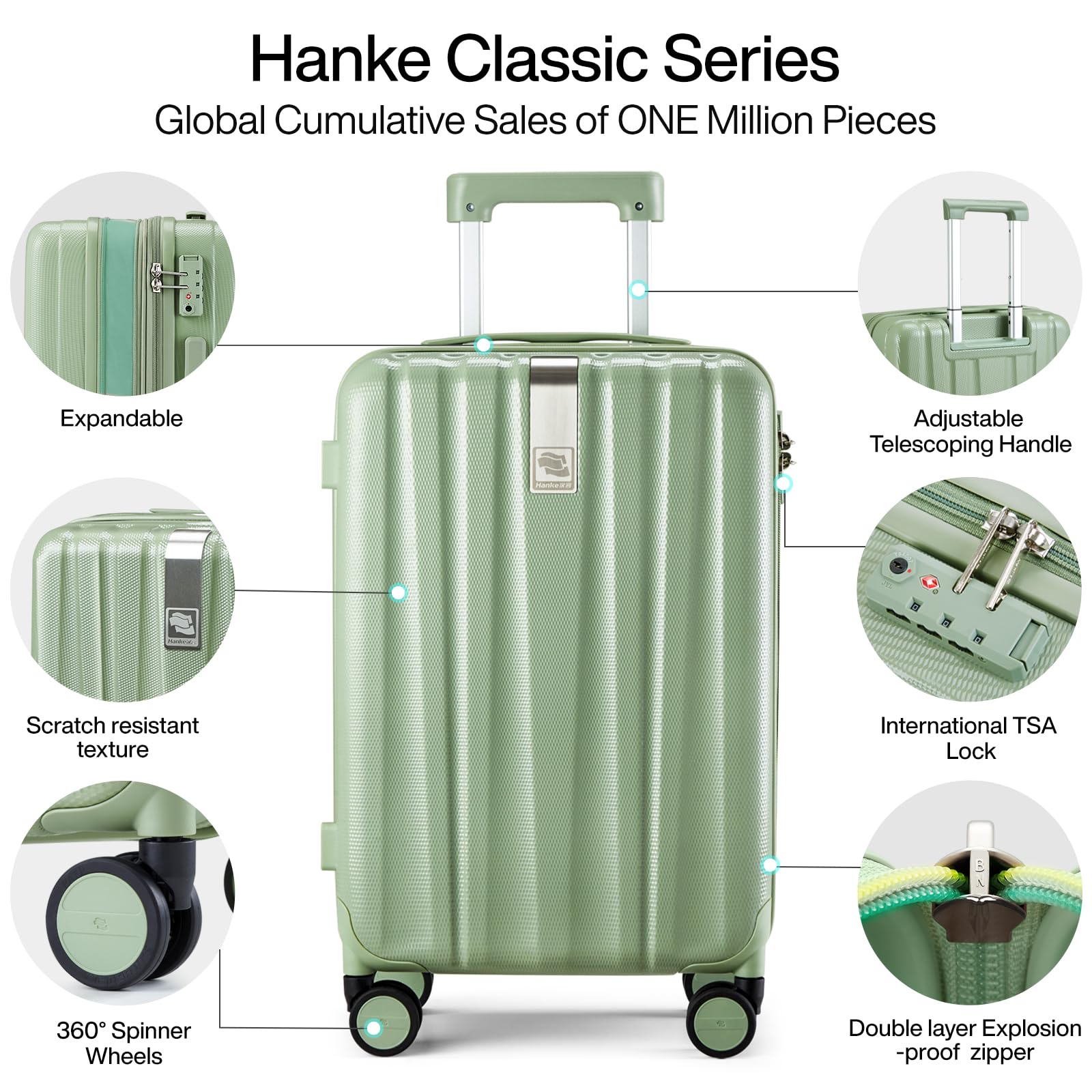 Snapklik.com : Hanke 20 Inch Expandable Carry On Luggage 22x14x9 ...
