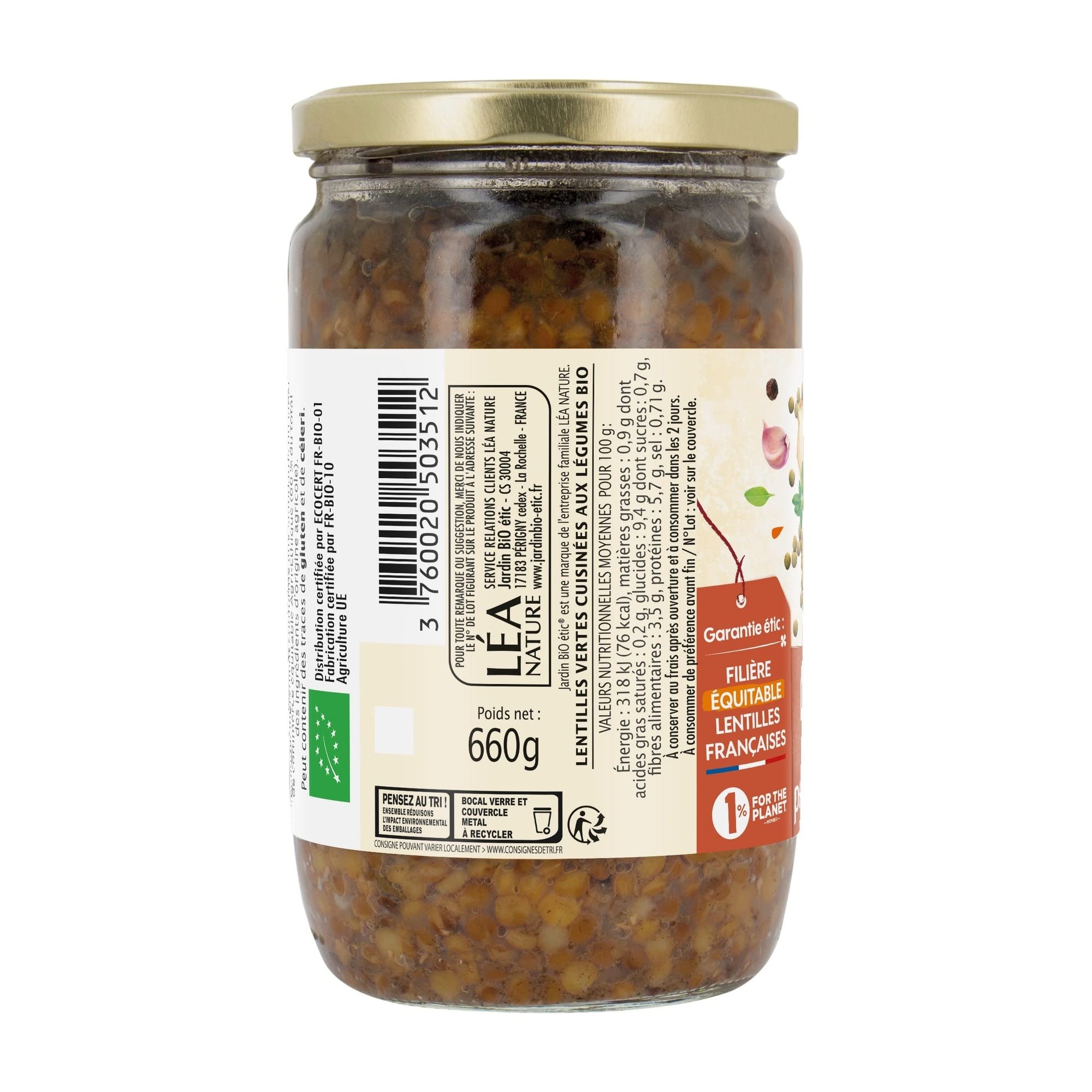 Jardin BiO étic - Lentilles Cuisinées aux Petits Légumes 660 g