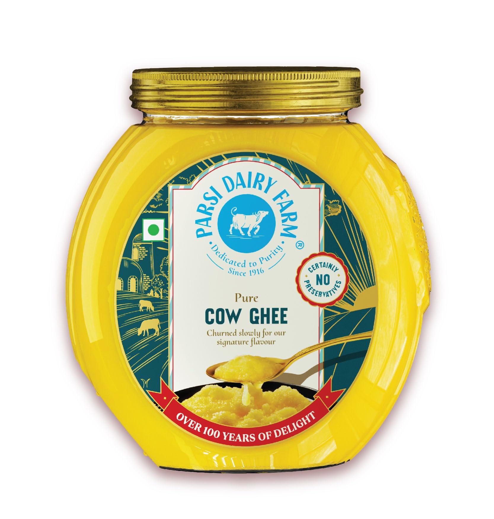 Parsi Dairy Farm's 100% Cow Ghee: Pure and Traditional Desi Ghee, 100% Vegetarian & No Preservatives | 1 Litre…