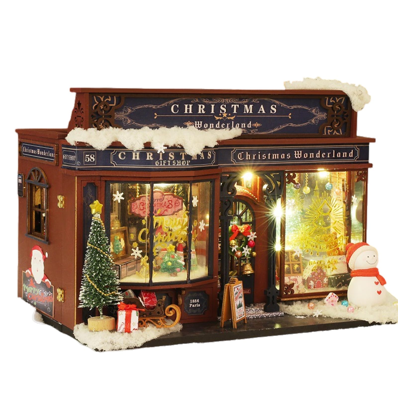 Amazon | クリスマスハンドメイドミニチュアハウスモデルディスプレイ
