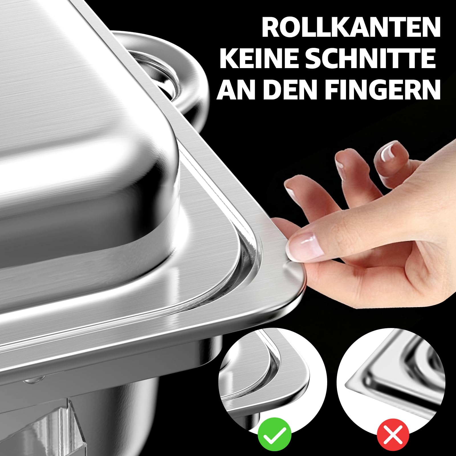 Chafing Dish Speisenwärmer 9L Edelstahl Buffetwärmer Warmhaltebehälter mit Deckel Lebensmittelpfannen und Brennstoffhaltern für Catering, Buffet und Party (4 Sets)