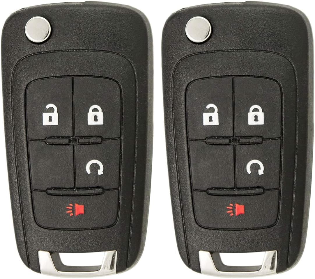 Keyless2Go Replacement for Keyless Remote 4 Button Flip Car Key Fob for OHT01060512 (Pack of 2)