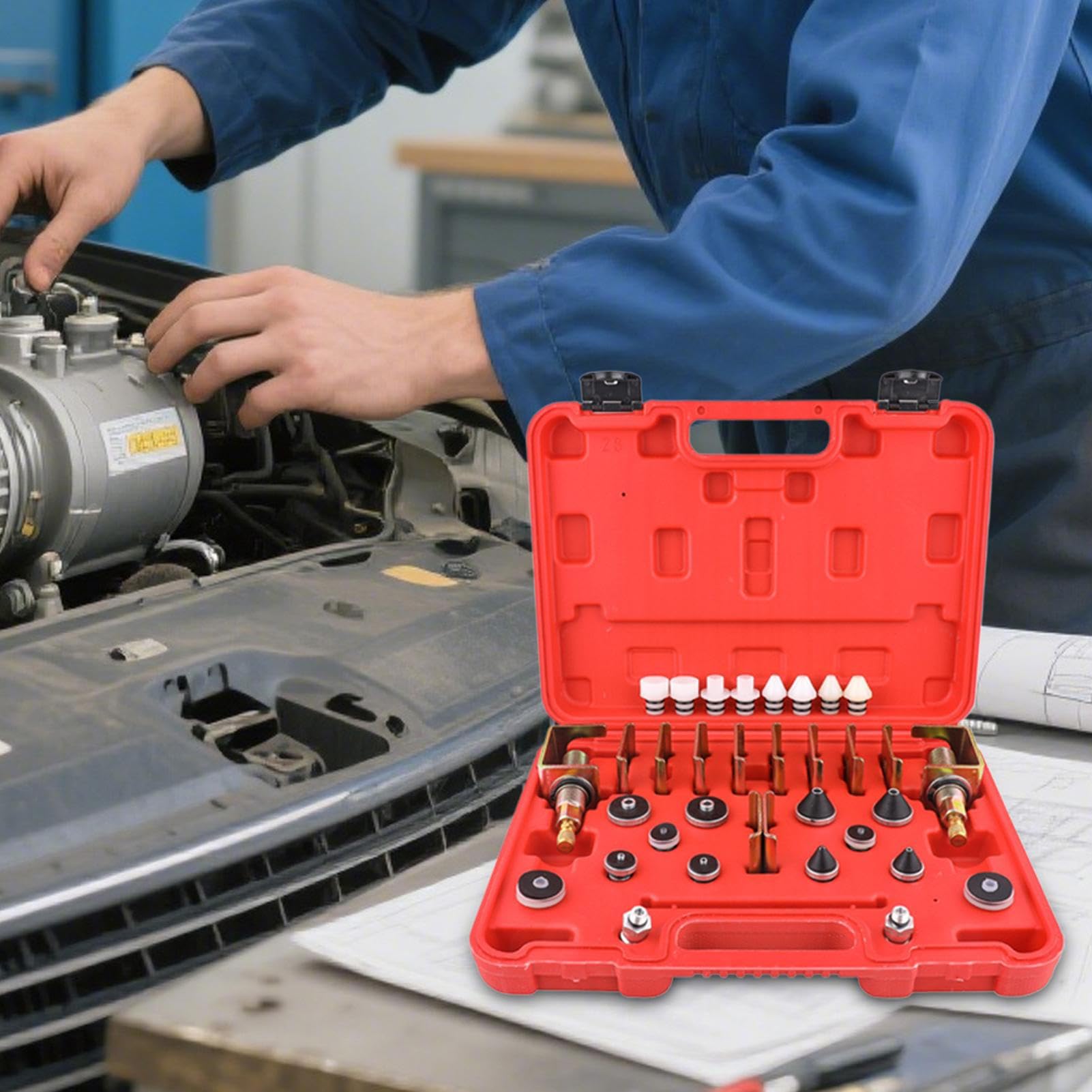 Kit De Reparación De Fugas Para Aire Acondicionado De Coche - Kit De Servicio Para Sistemas HVAC - Tester De Detección Rápida Para Mantenimiento De Climatizadores Automotrices, Presión De Radiador Y R