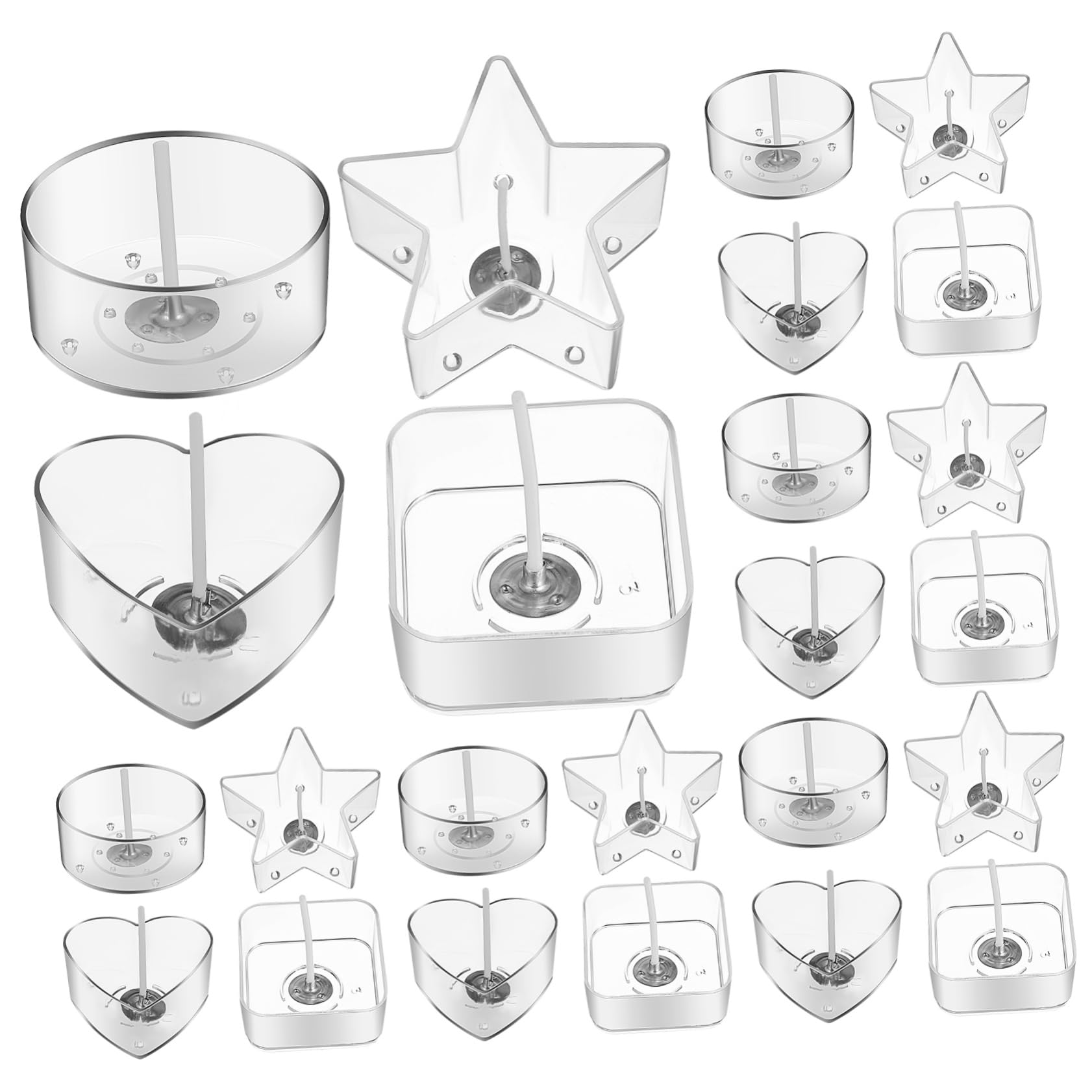 ARTIBETTER DIY Candle Making Kit 1 Set Tealight Cups Holders Candle Wicks Wax Tins Jars Cases Molds Square Heart Star Round Shapes