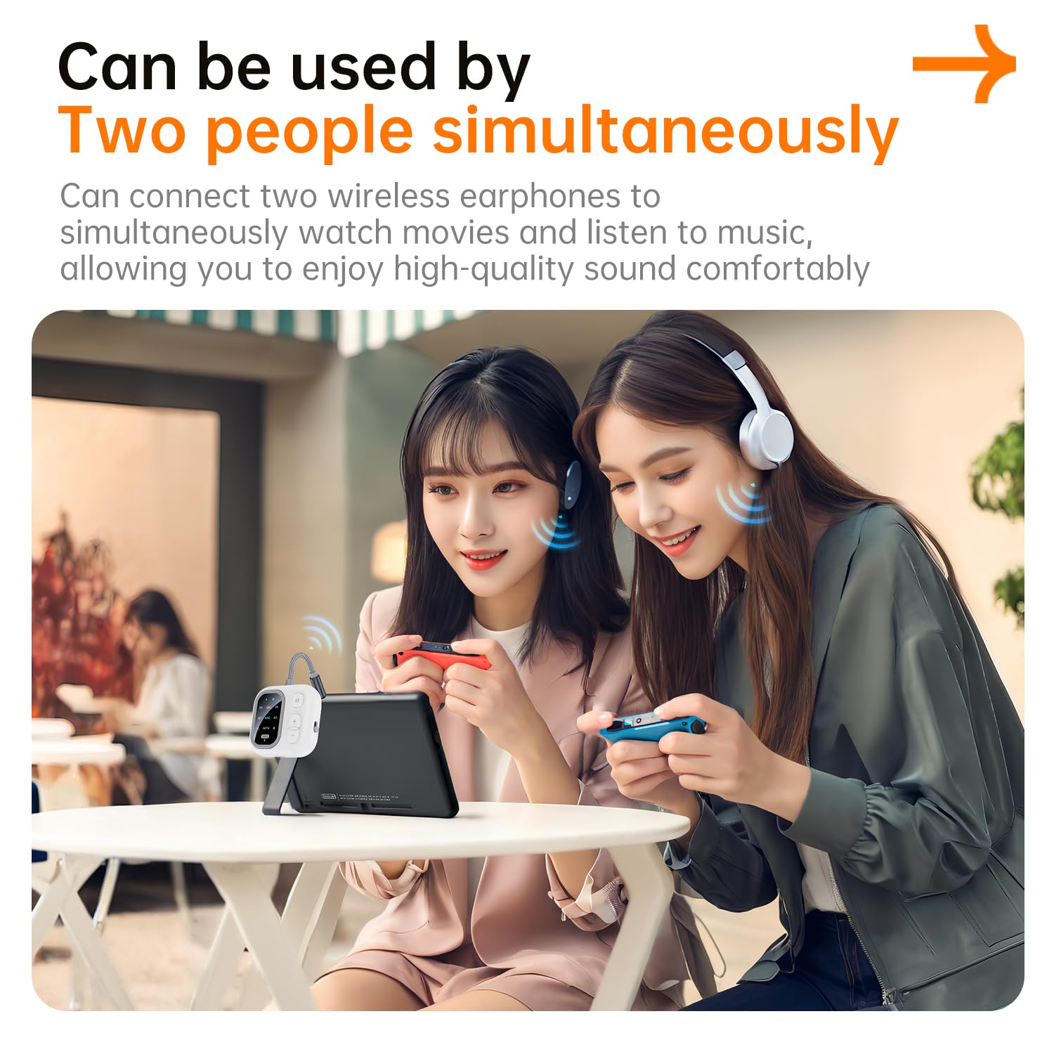2 in 1 Trasmettitore e ricevitore Bluetooth 5.2 Adattatore Audio AUX 3,5 mm con 6 modalità di decodifica supporta connessione di 2 Cuffie adatto Bluetooth per TV Aereo Auto Impianto Stereo