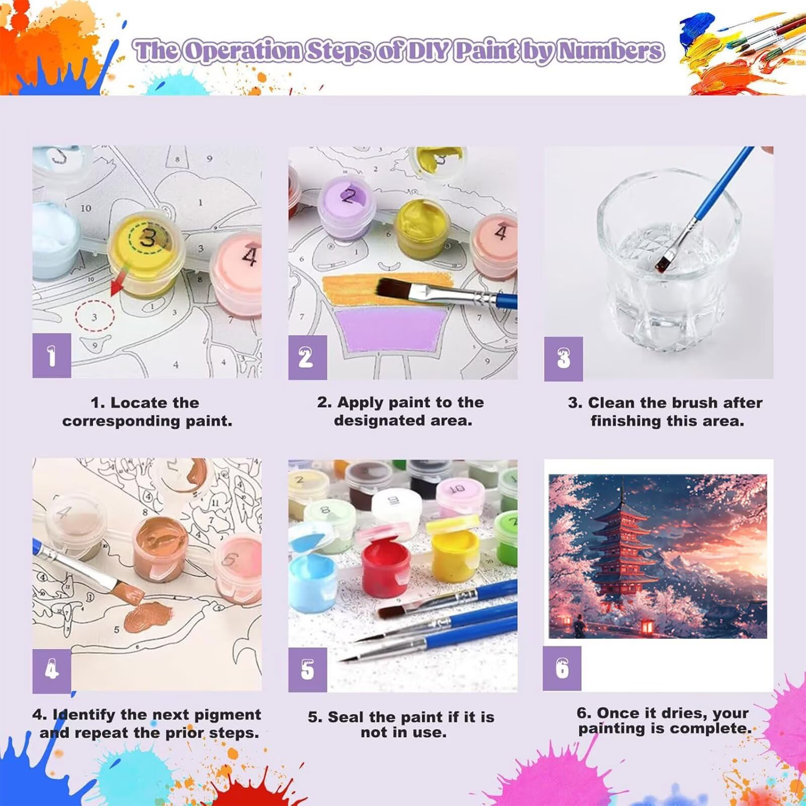 Peinture Numero Adulte Fleur Coloriage par Numero Adulte Paysage DIY Paint by Numbers, avec Pinceaux Peinture Loisir Creatif Enfant Numéro D'art Cadeau Femme, Pour Decoration Maison 80x100cm H - 917