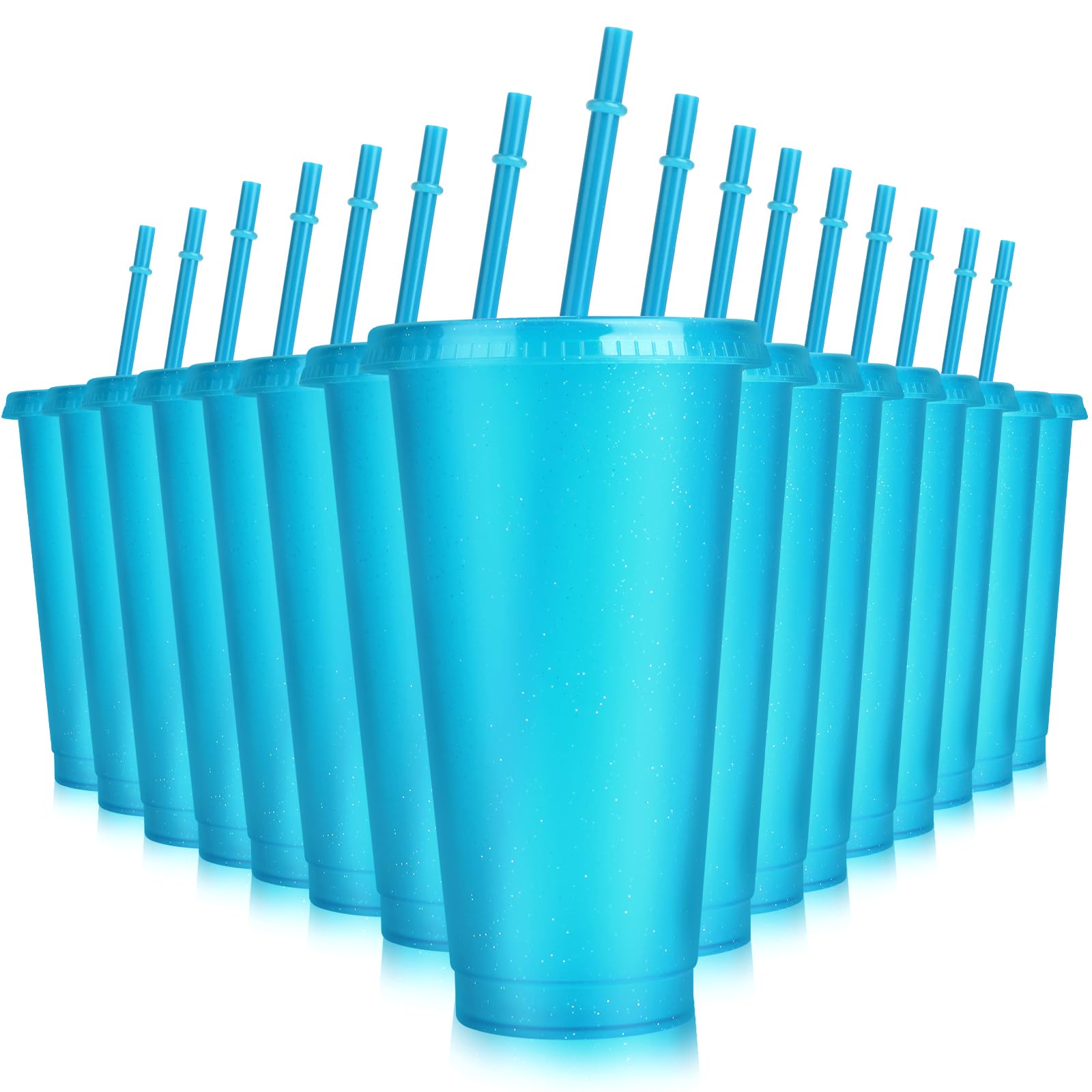 Gobelets en plastique pailleté réutilisables de 700 ml avec pailles et couvercles amovibles