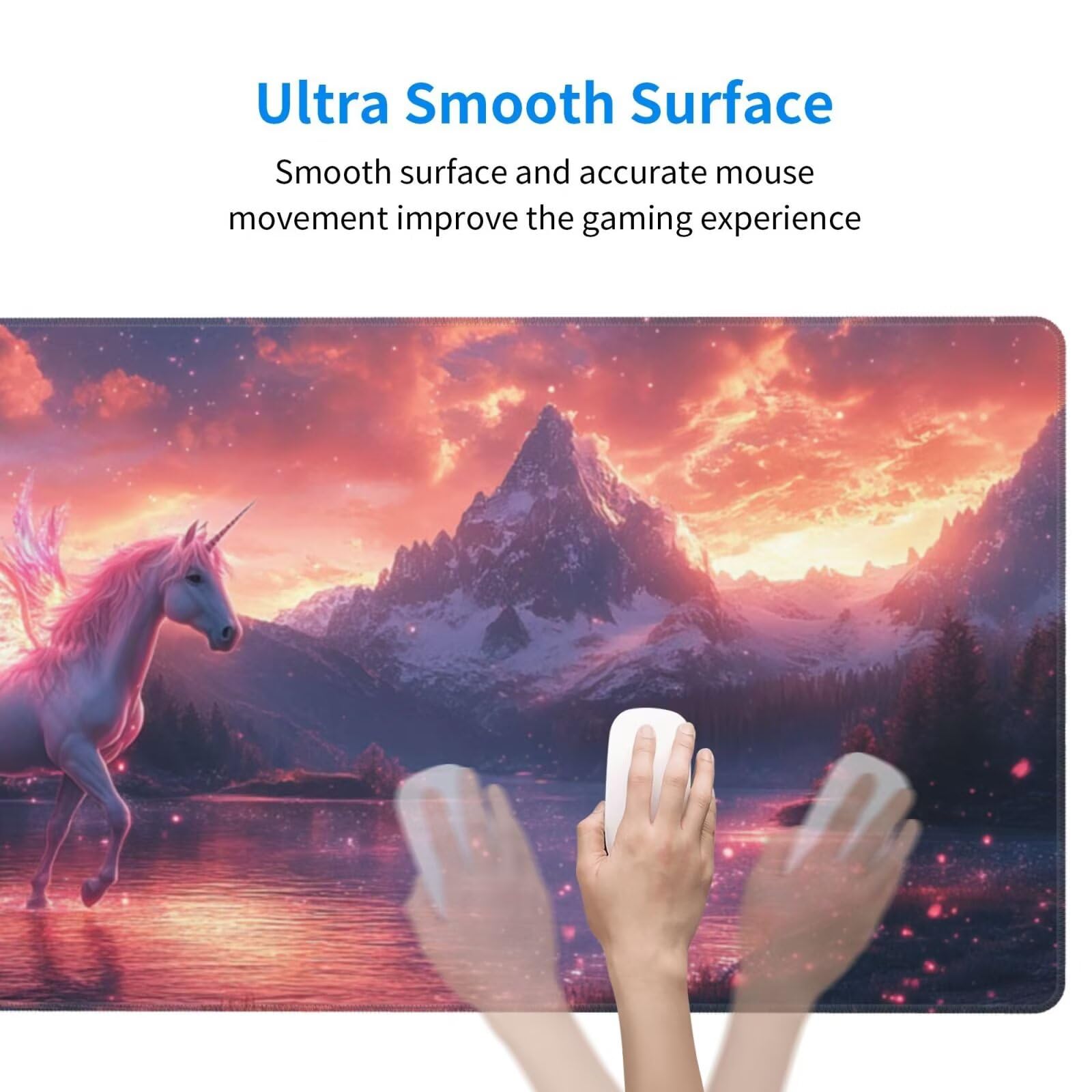 Gaming Mauspad XXL 900x600x3mm Mousepad Verlängertes Groß Mauspad Schreibtischauflage,Genähte Kanten rutschfeste Gummibasis,Verbessert Präzision Geschwindigkeit Home Office Schneeberg-Einhorn L-1462