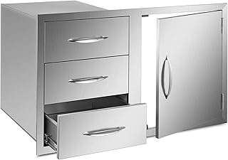GIOEVO Cassetto Esterno da Cucina Cassetto Esterno in Acciaio Inossidabile BBQ Storage con Manico Cromato Manico da Incasso (39 x 23 x 21 Pollici)