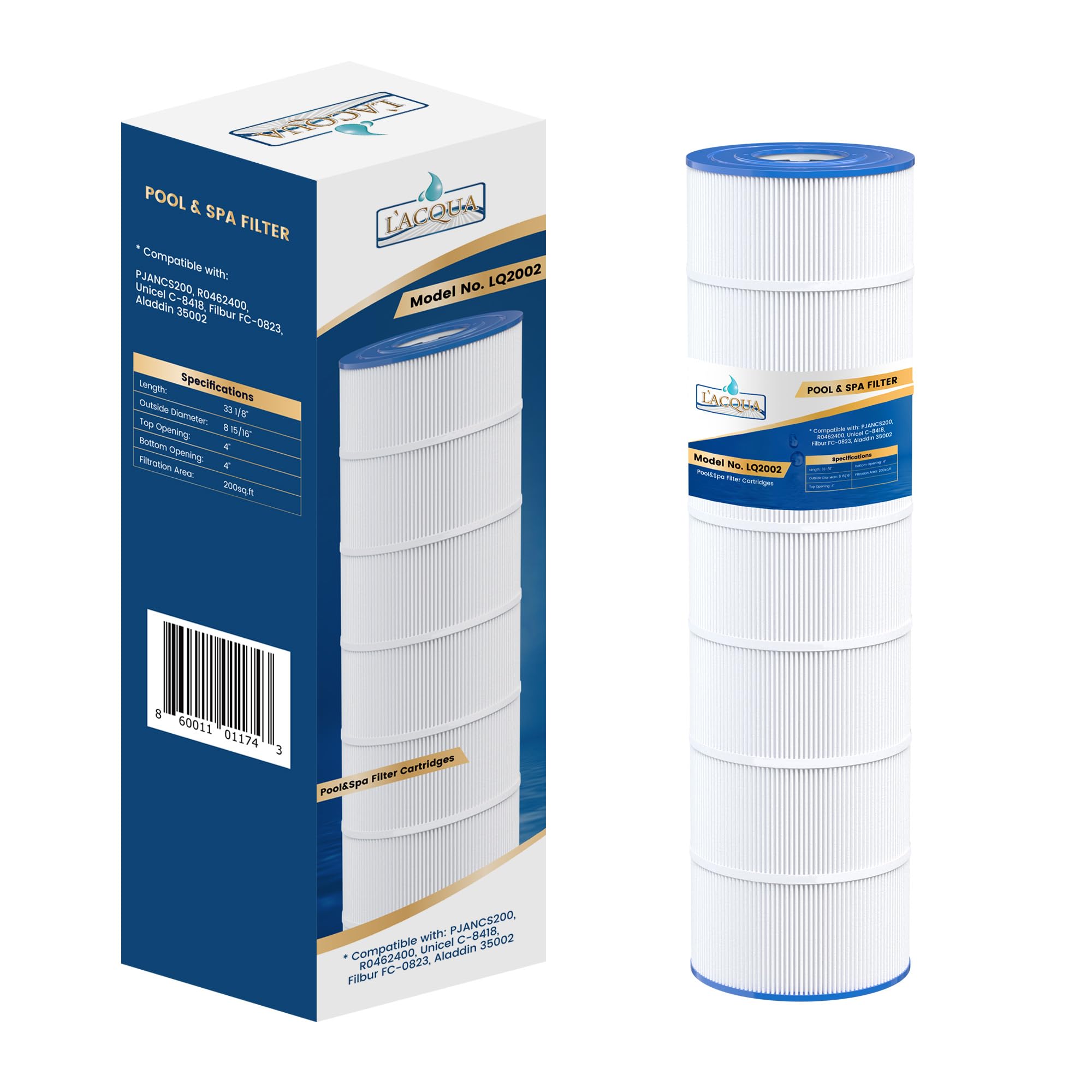 LACQUA FILTER REPLACEMENT LQ2002 for Jandy CS200, R0462400, PJANCS200, Unicel C-8418, Filbur FC-0823