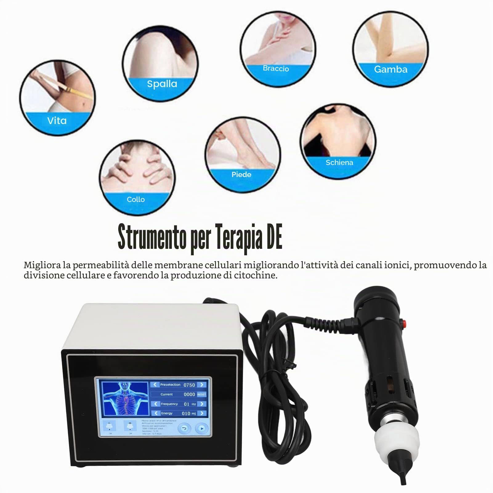 Macchina di terapia dell'onda d'urto corpo, macchina di terapia d'urto, macchina professionale di terapia d'urto per lesioni sportive, rilassamento muscolare(EU)