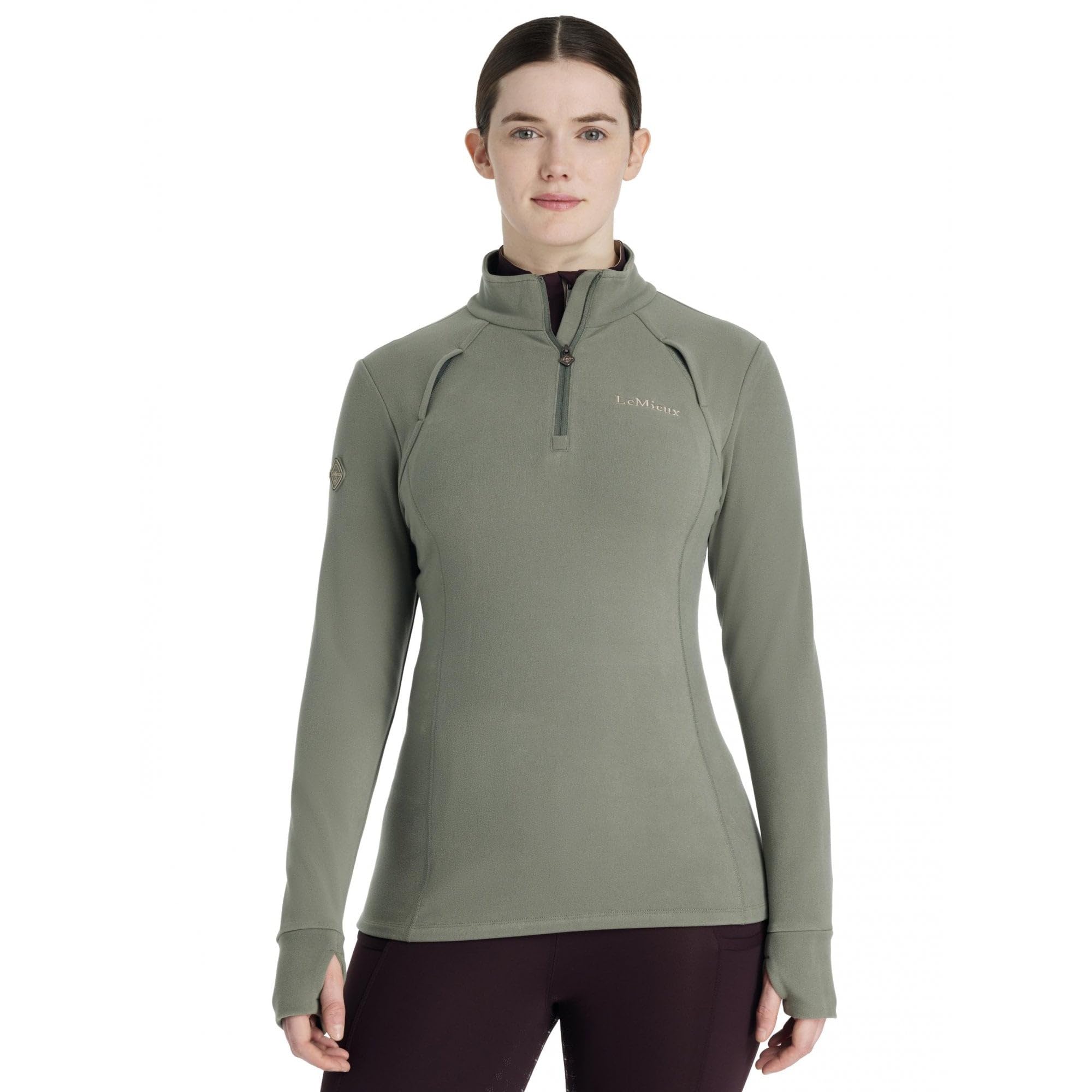 LeMieux Frances Quarter Zip Ladies Fleece - Thumbholes - Vents for Breathability - Rosemary - UK12