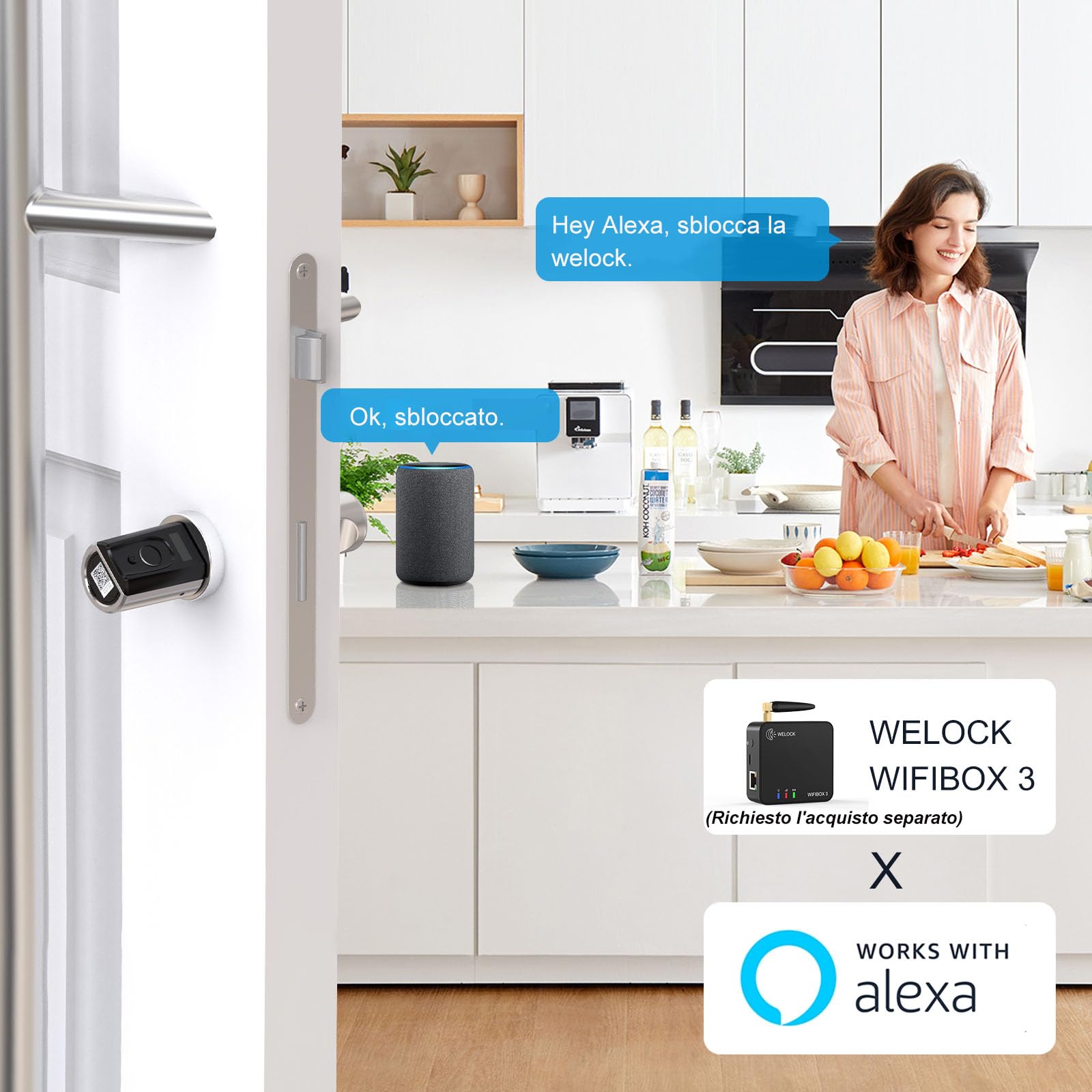 WELOCK Touch41WiFiBox Serratura Smart con WiFi (mit WiFiBox) serratura impronta digitale APP Bluetooh,Carta RFID,serratura porta blindata,serratura elettronica facile da installare