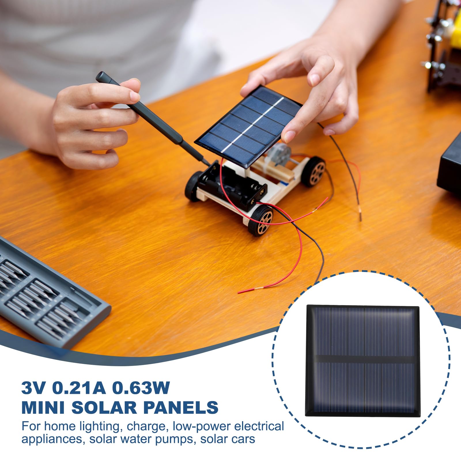 QUARKZMAN Mini Solarpanel 3V 0,63W 0,21A – 3er Set 70x70mm Für DIY, Spielzeug & Kleingeräte