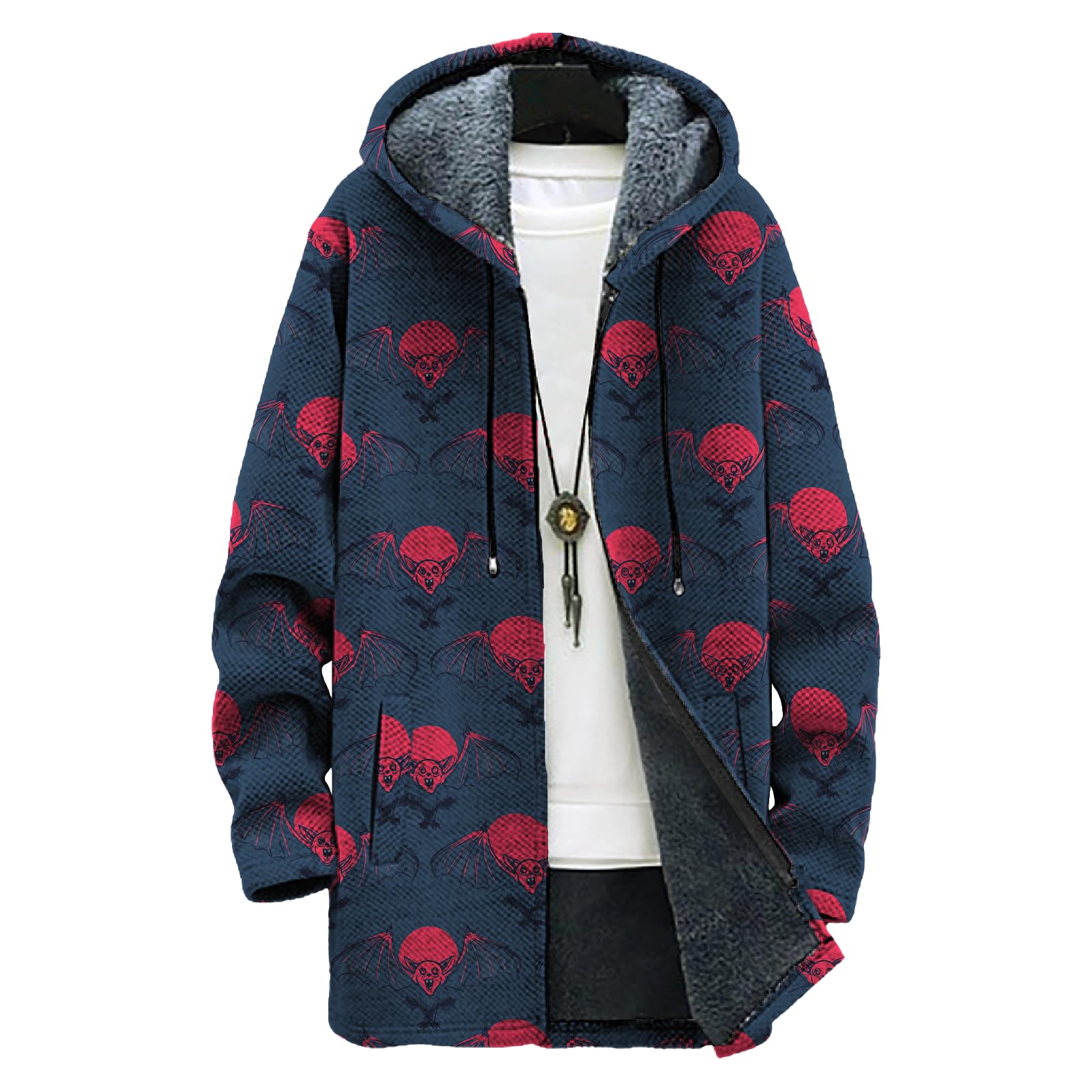 Western Big and Tall Mens Full-Zip Fleece Lined Jacket Bold Artistic Print Comfy Travel Daily Vacation Coat