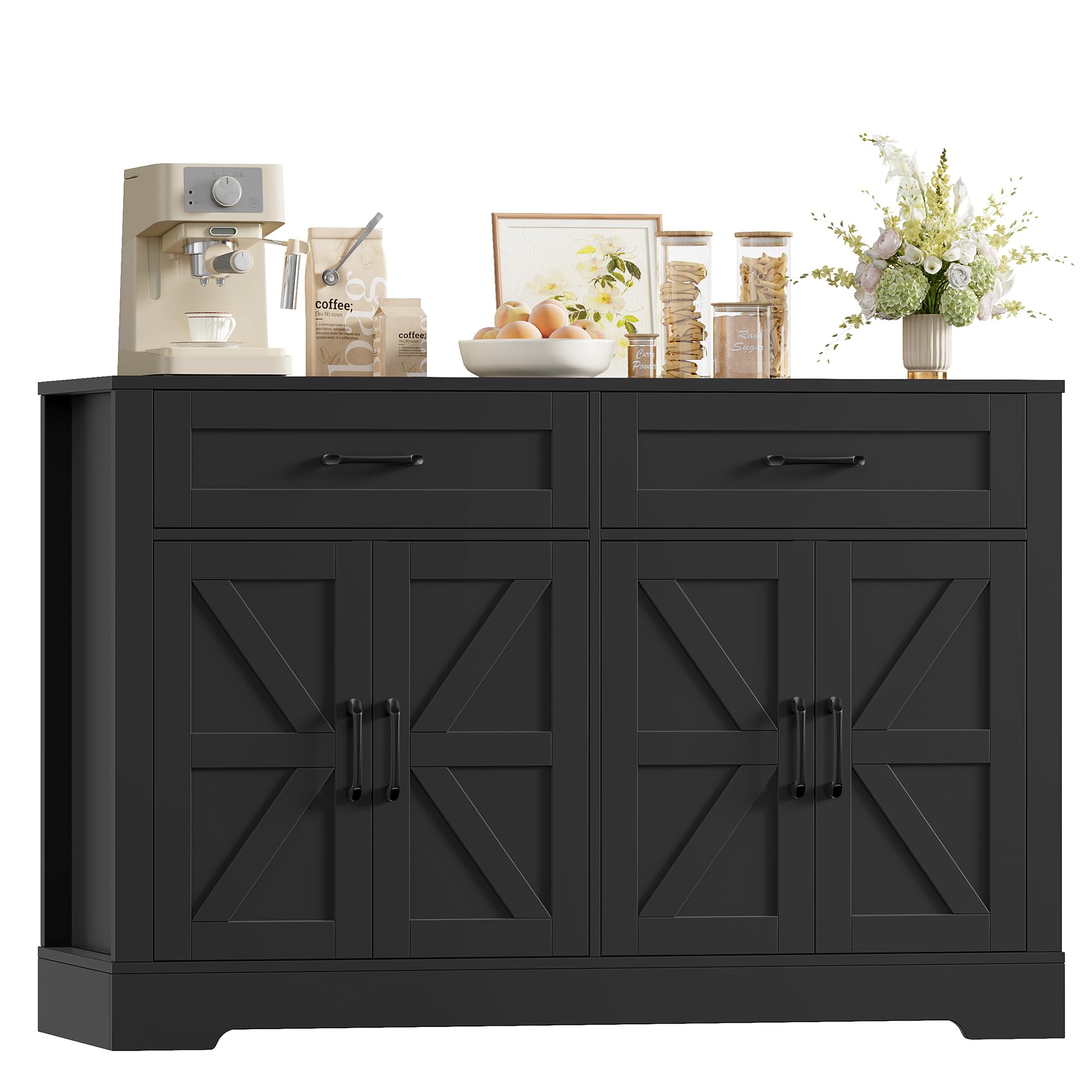 HOCSOK Sideboard Küchenbuffet mit Arbeitsplatten, küchenschrank 2 Schubladen und 4 Türen für Küche,Wohnzimmer, Flur und Esszimmer