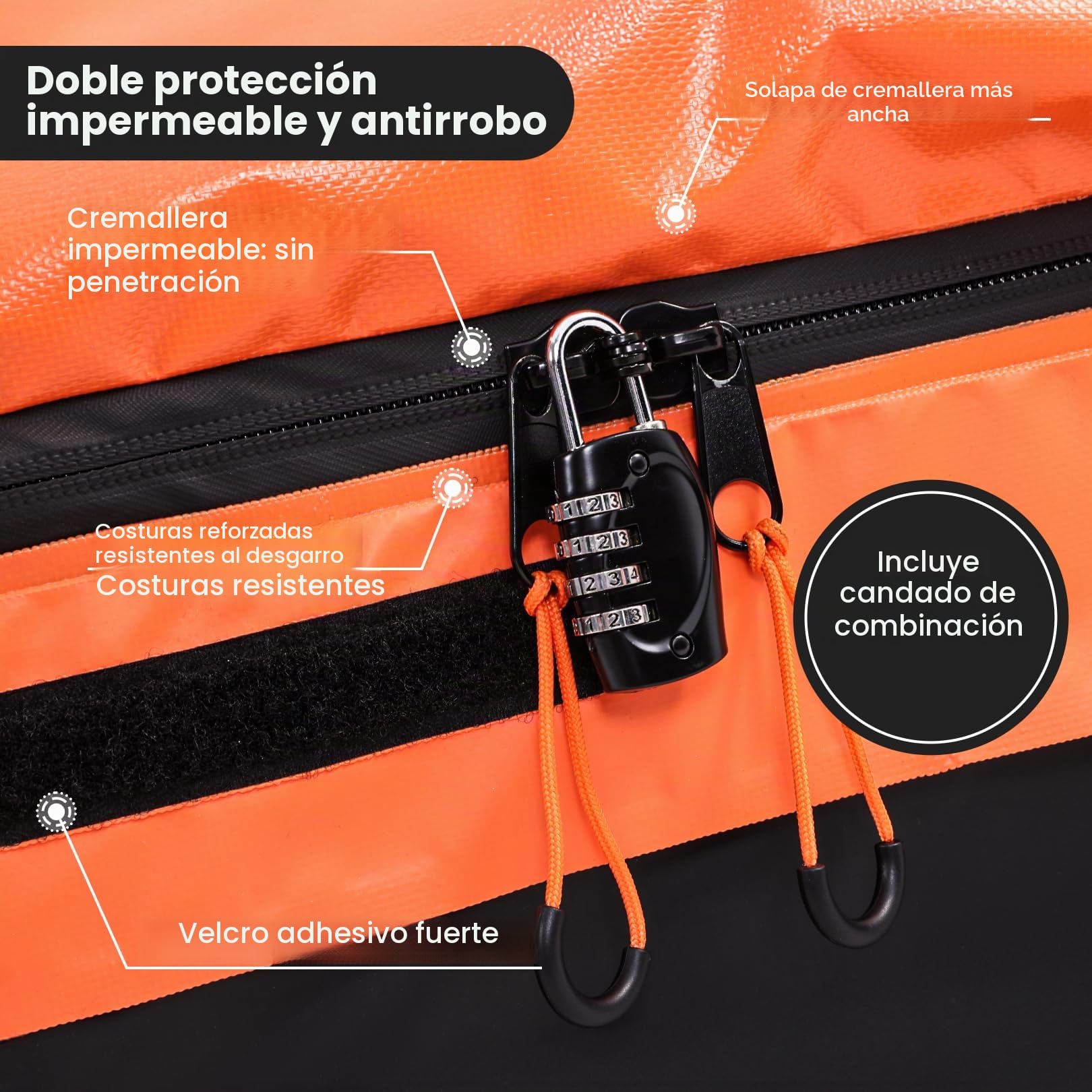 Sailnovo Cofre de Techo para Coche Impermeable y Resistente a la Intemperie, Bolsa de Techo para Viaje con Alfombrilla Antideslizante, 6 Ganchos de Puerta y Candado de Combinación, 595L, PVC 1000D