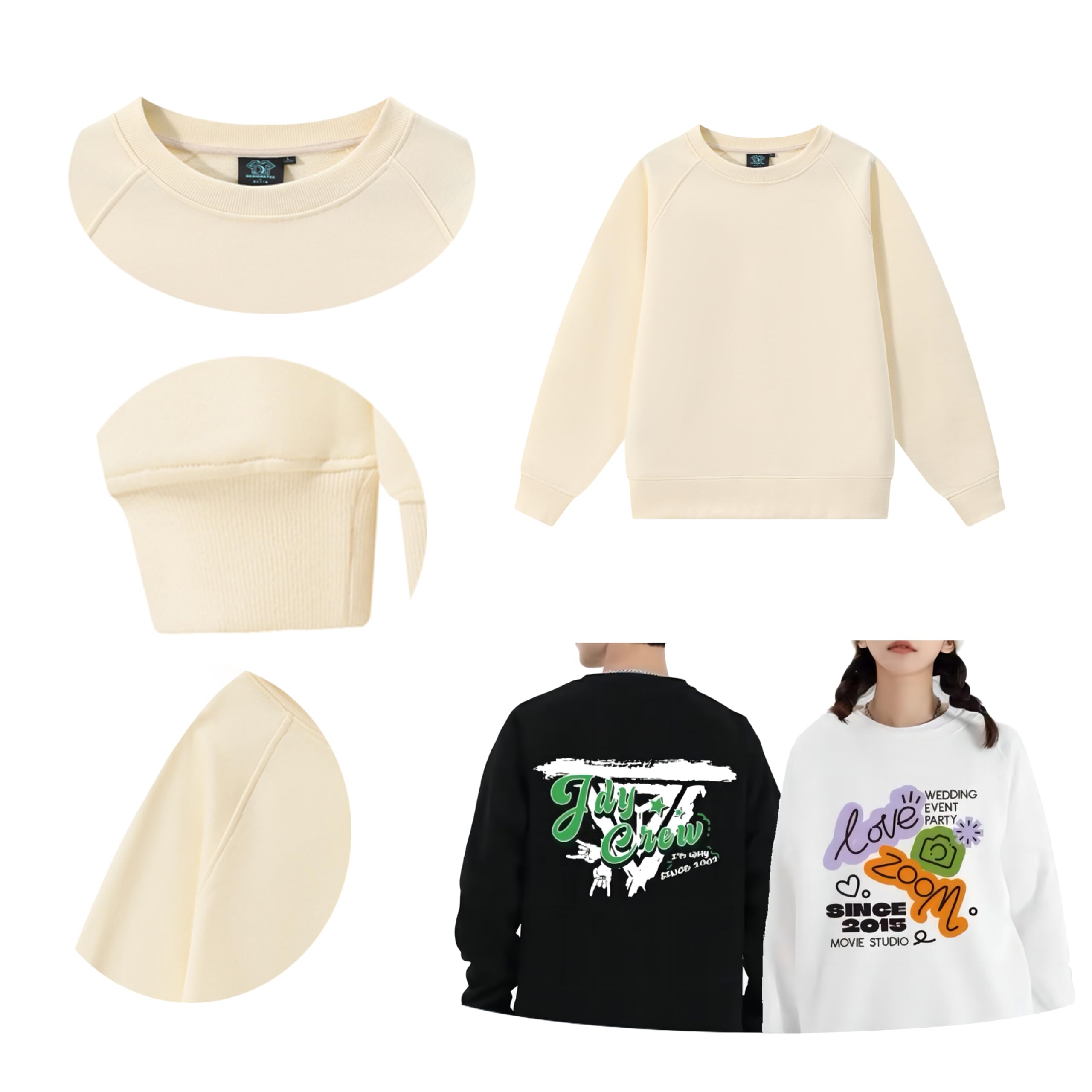 Yacheng Felpe Personalizzata, Unisex, Personalizza Felpe Maglione, Aggiungi La Tua Immagine, Testo, Logo sul Davanti E sul Retro