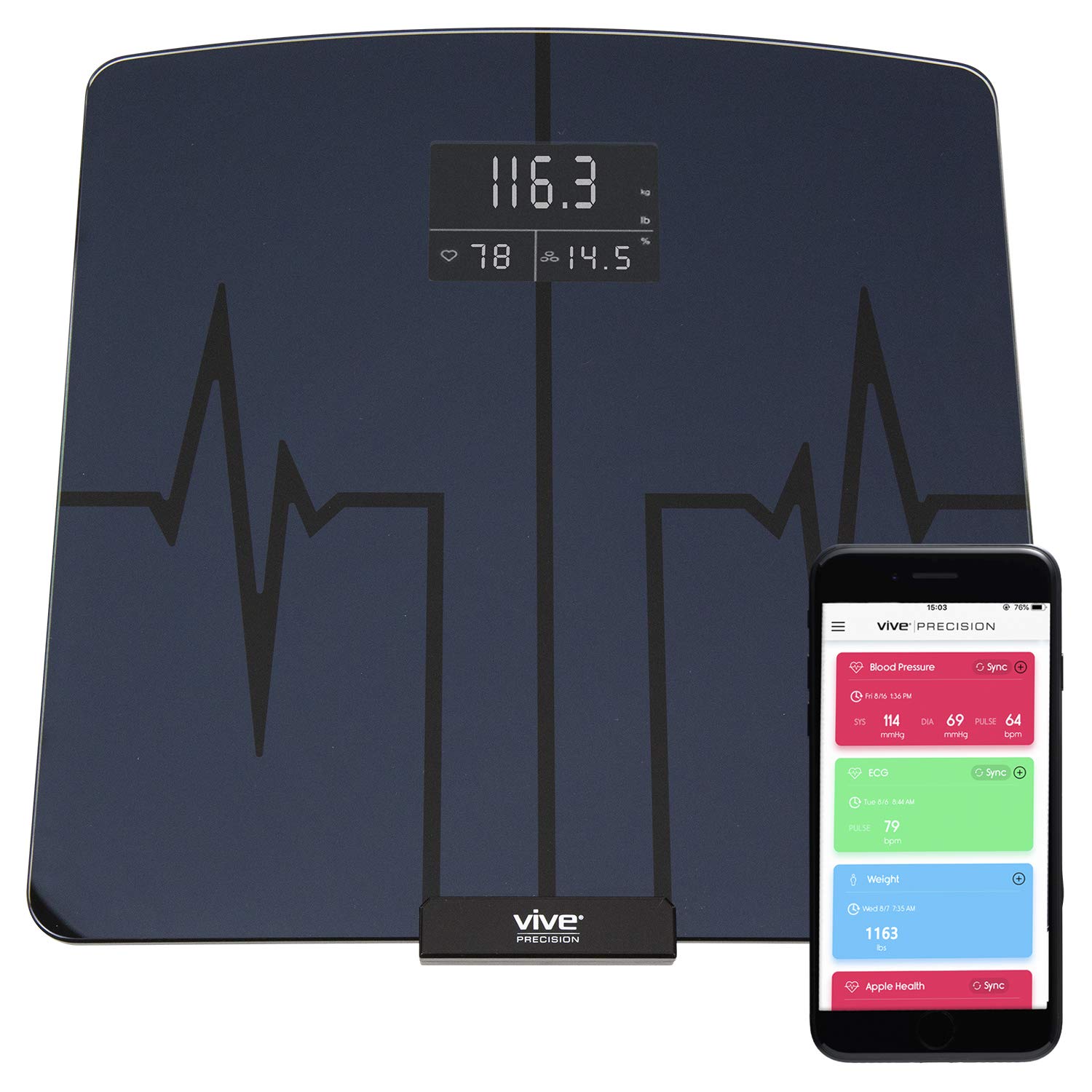 Buy Vive Precision Body Fat Fitness Scale Heart Rate Monitor (for iOS